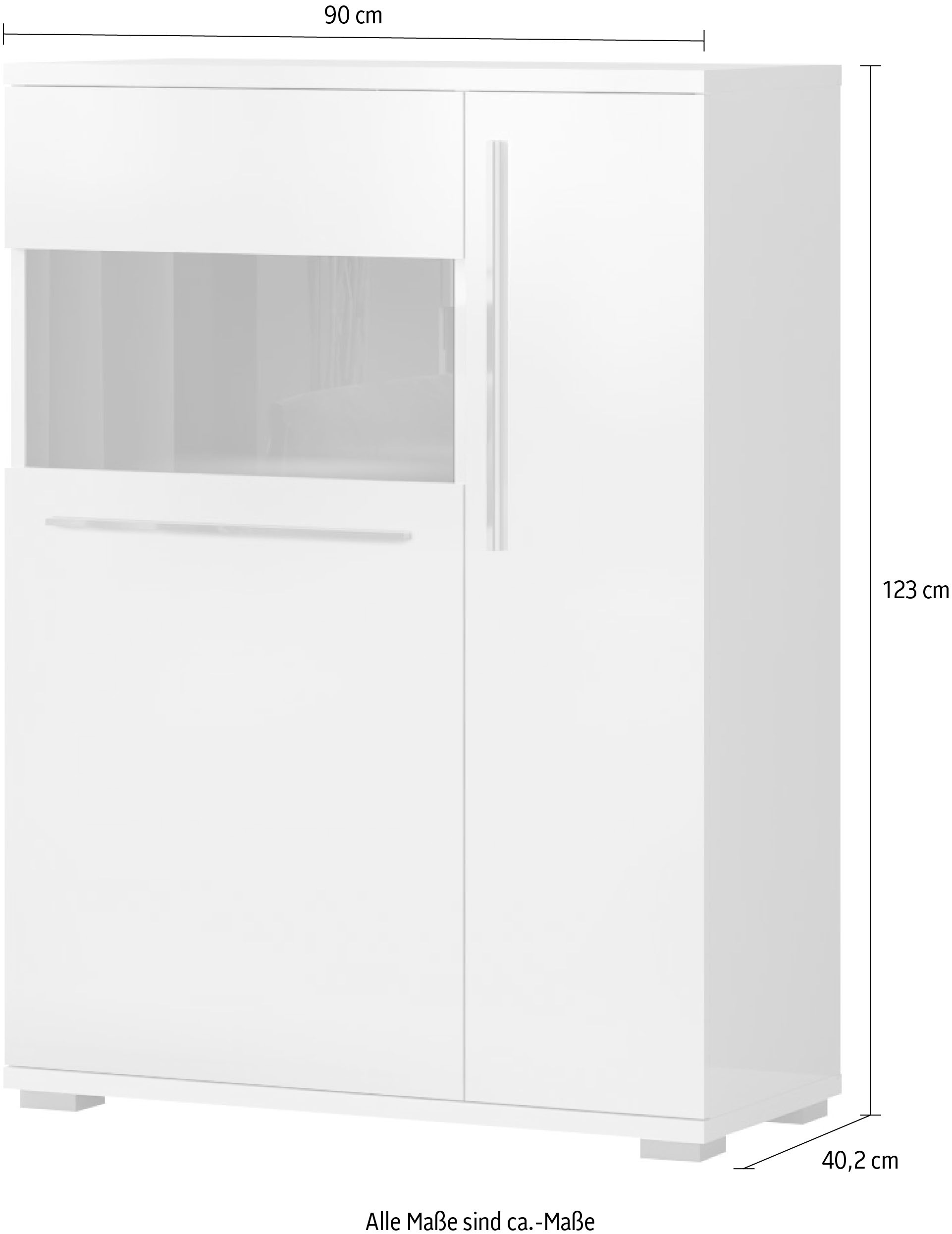 Places of Style Vitrine »Piano«, UV lackiert, Soft-Close Funktion