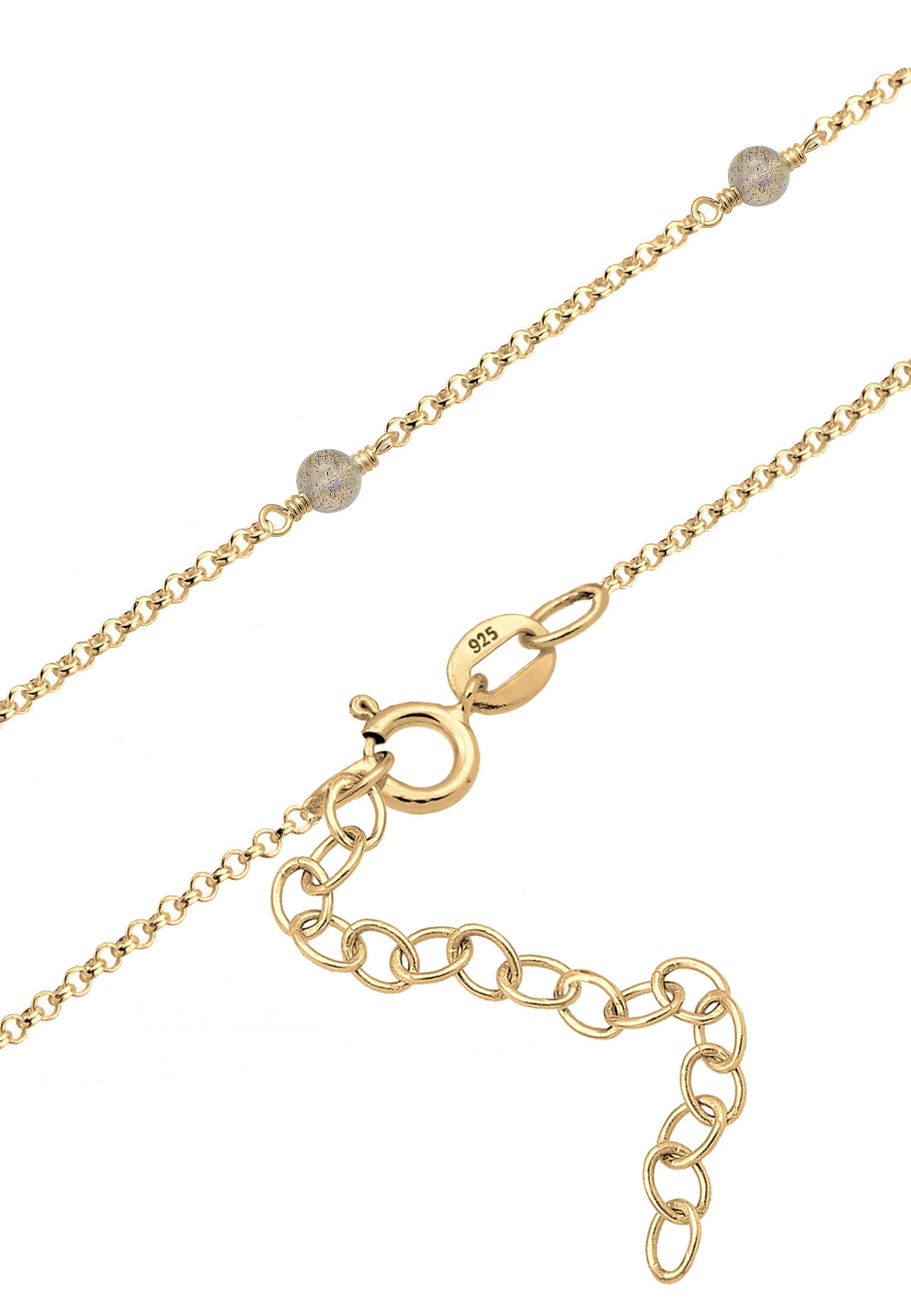 Elli Choker »Halskette Choker Labradorit Grau 925 Sterling Silber Gold-plated«