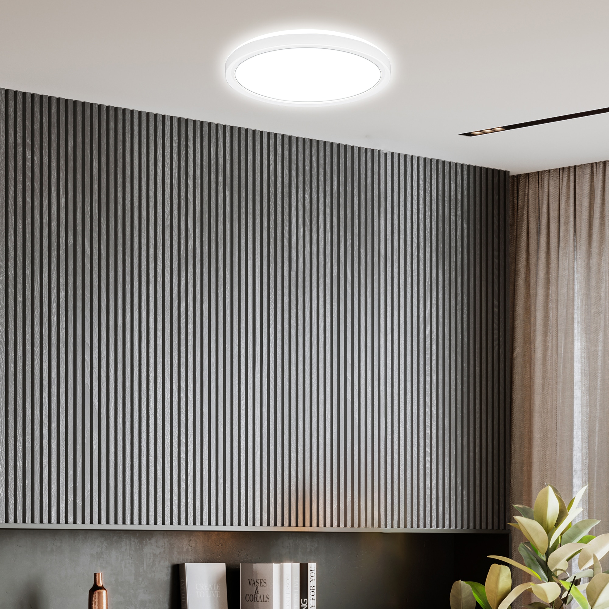 B.K.Licht LED Deckenleuchte »BKL1598 Ultraflache Deckenlampe, LED Panel mit Backlight« LED-Modul 1 Stk. Neutralweiß 4.000K, 1.900 Lm, 16W, indirekte Hintergrundbeleuchtung, ⌀24cm, Weiß