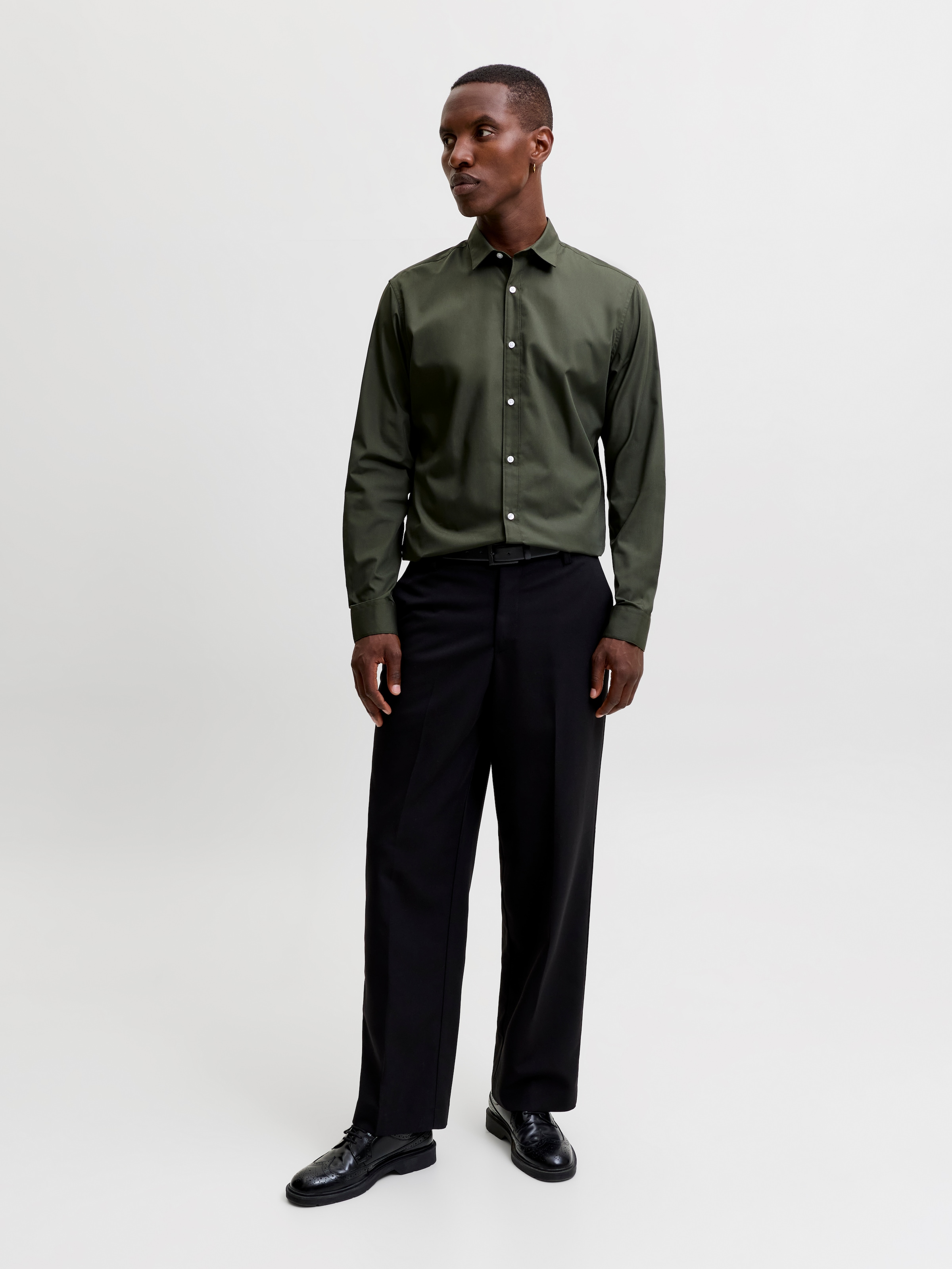 Jack & Jones Langarmhemd »JJJOE SHIRT LS PLAIN« Materialmix, slim fit