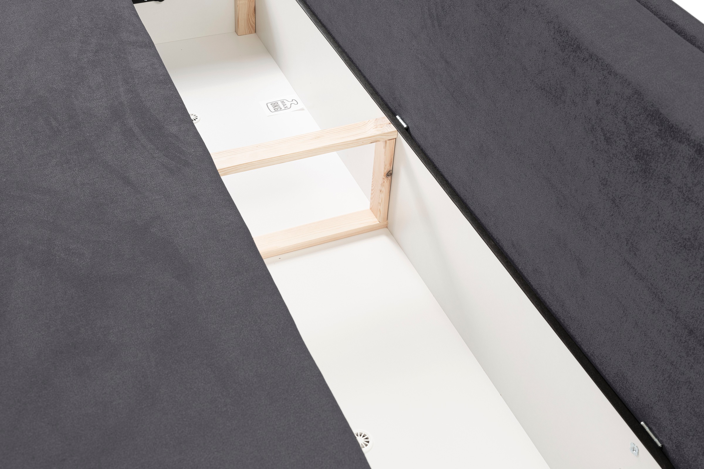 WERK2 Schlafsofa »Biggi, komfortabel & elegant, Schlaffunktion, Bettkasten, Breite 260cm«, inkl. losen Kissen, Struktur weich, dunkelgrau