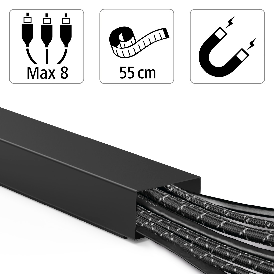 Hama Kabelkanal »Kabelkanal aus Metall, magnetisch, 55 x 5 x 3,2 cm«