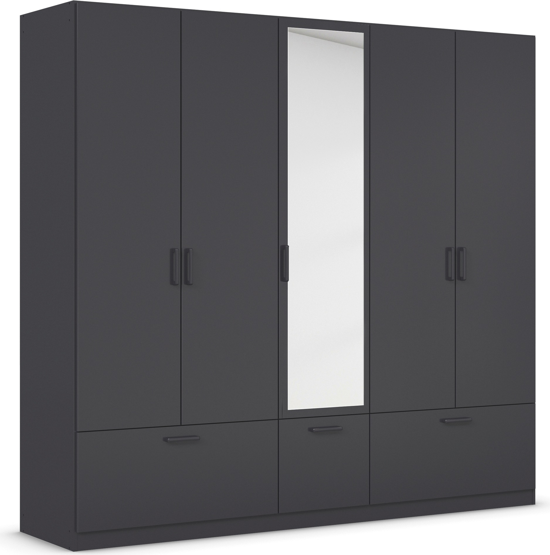 rauch Drehtürenschrank »Kleiderschrank Schrank Garderobe Wäscheschrank BARI mit Spiegel«, mit Schubkästen und modernem Griff in Graumetallic MADE IN GERMANY