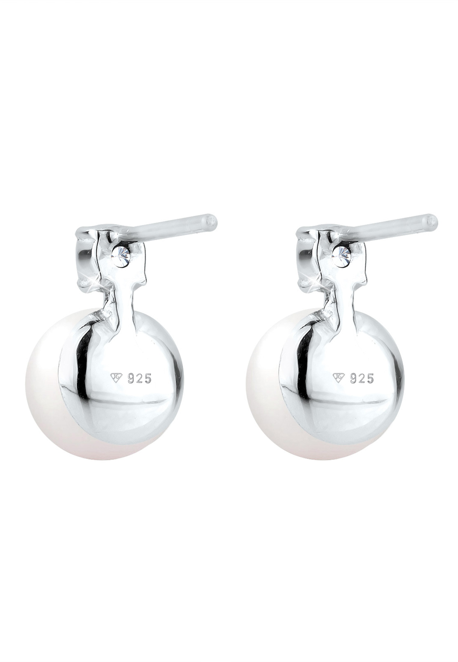 Elli Paar Ohrstecker »Ohrringe Rund Süßwasserzuchtperle mit Zirkonia 925 Silber«