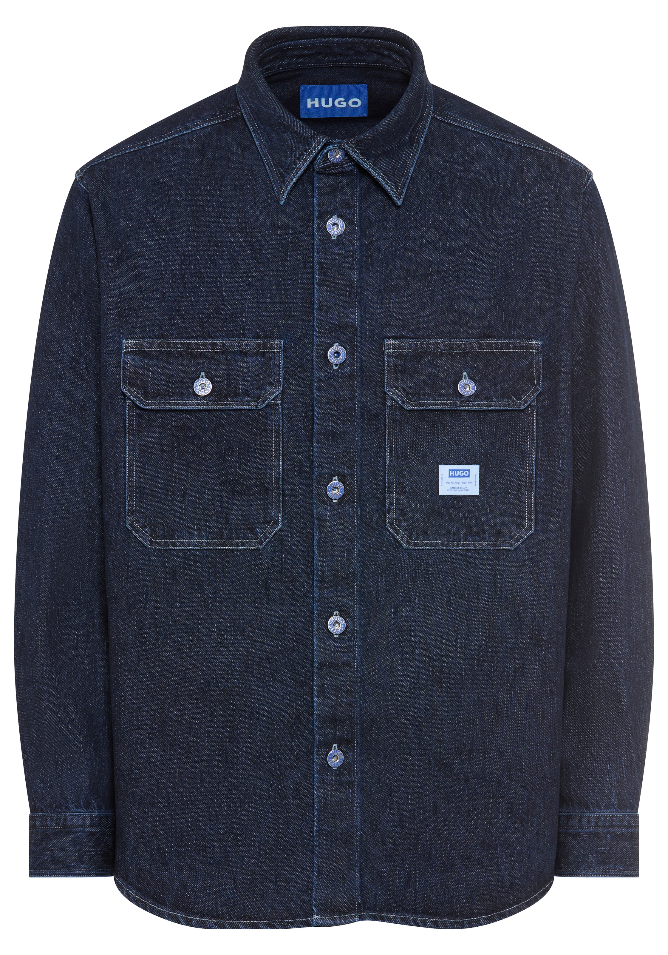 HUGO Blue Jeanshemd Oversized-Fit, Denim-Qualität, Logo-Stickerei