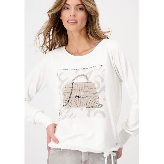 Monari Langarmshirt, mit glitzerndem Taschen Print bei ♕