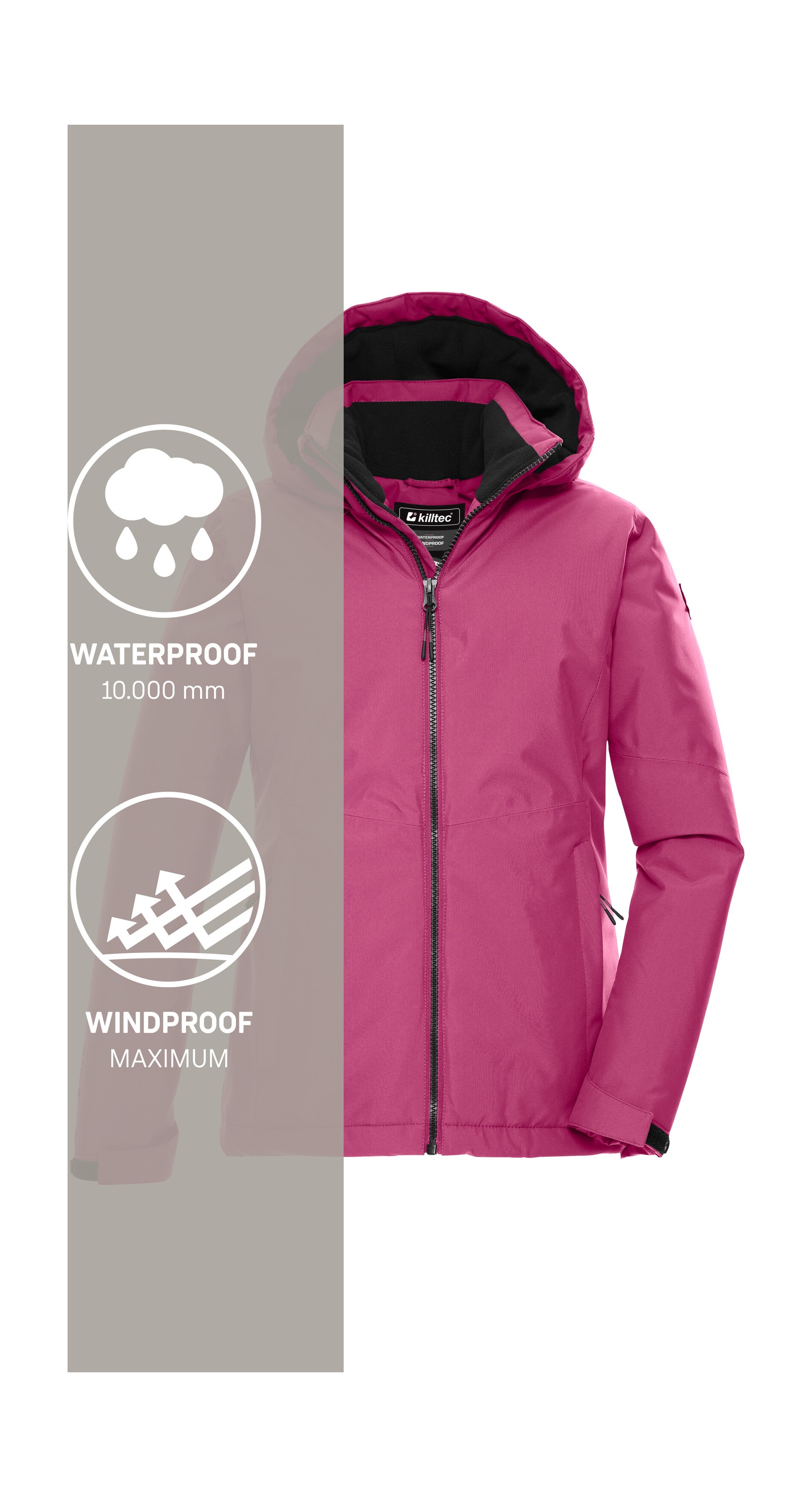 Killtec Funktionsjacke »KOW 217 GRLS JCKT«, Wind- und wasserdichte Kinderjacke mit Fleece und verstellbarer Kapuze