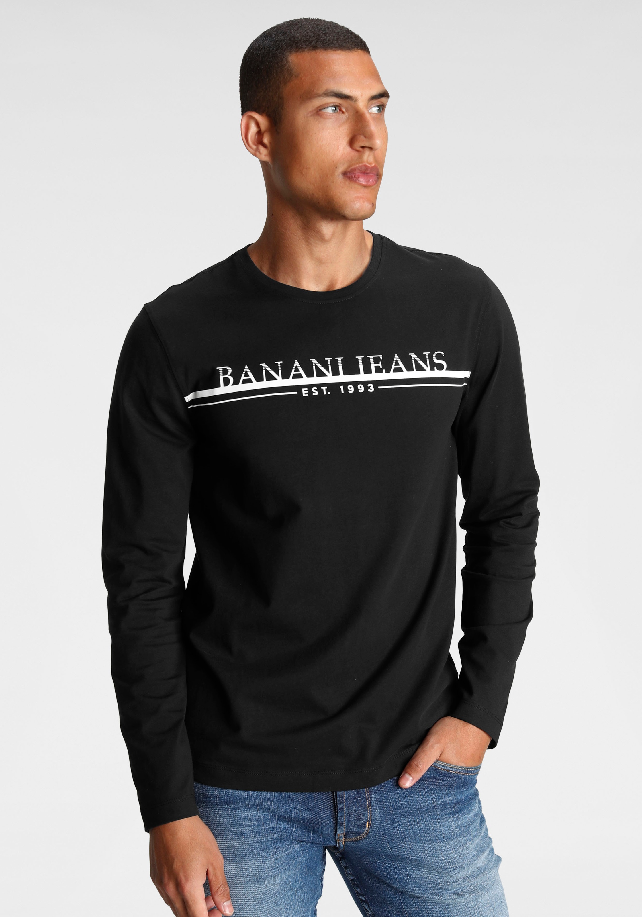 Bruno Banani Langarmshirt mit Logoprint vorne