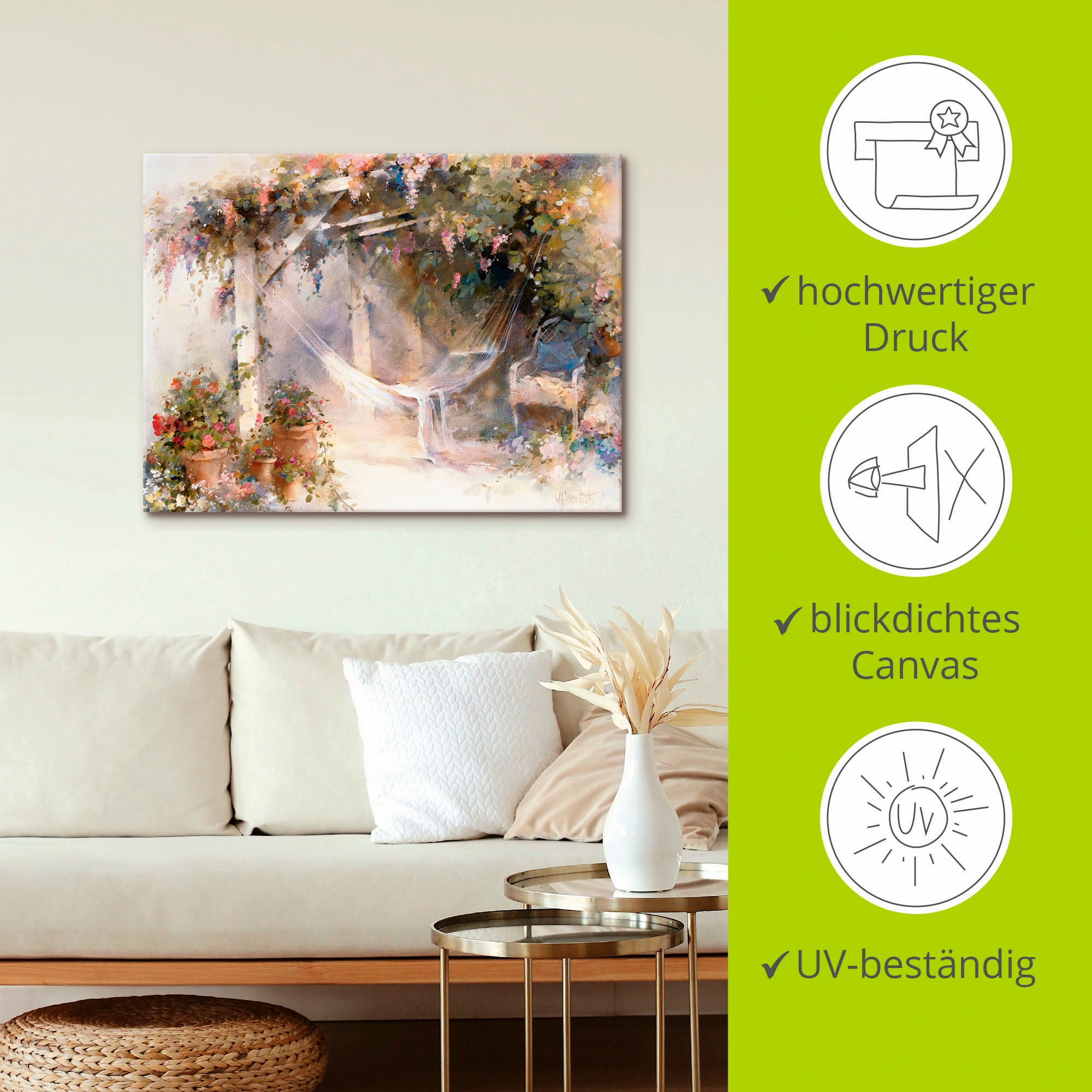 Artland Leinwandbild »Terrasse« Garten 1 Stk. tlg. auf Holzrahmen gespannt