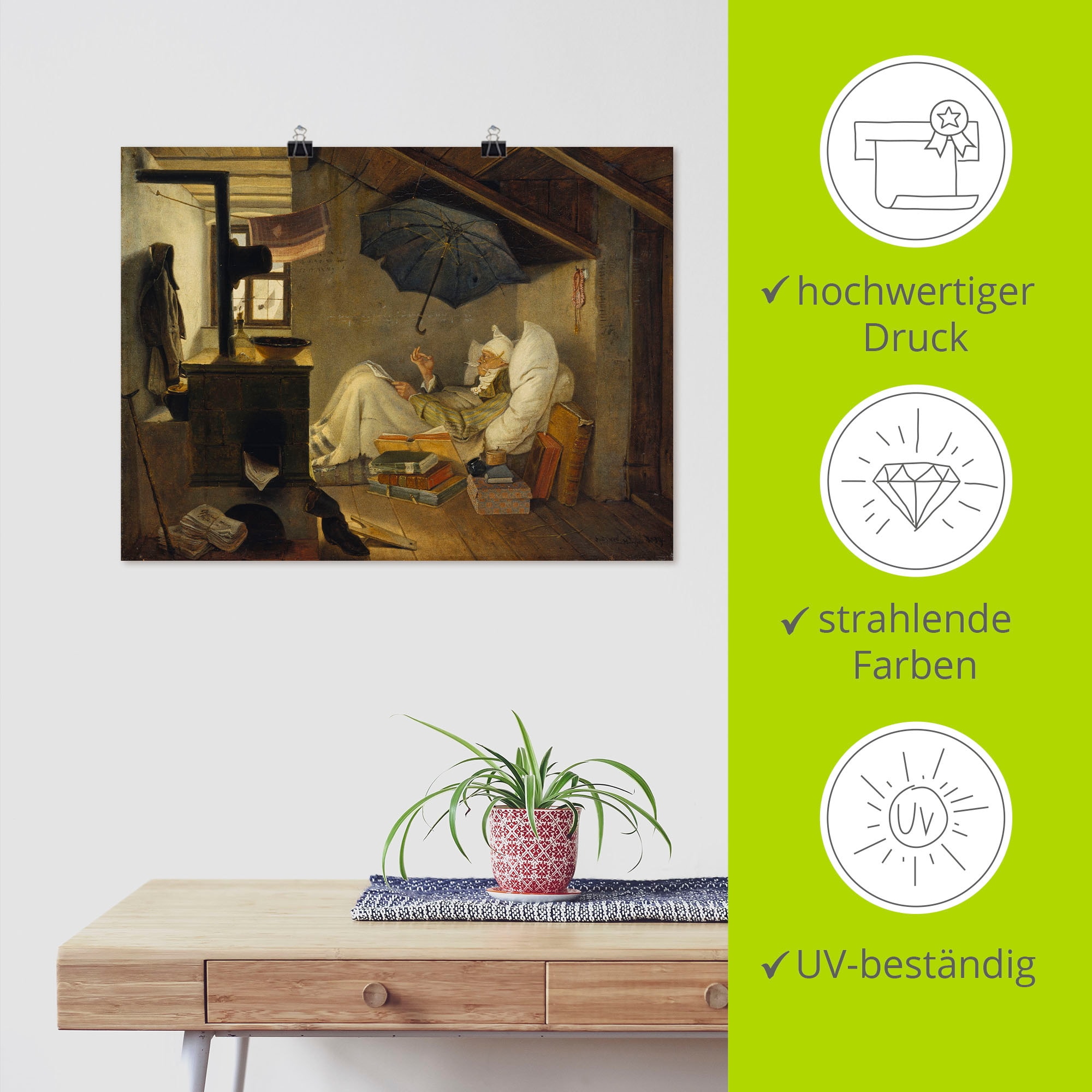 Artland Wandbild »Der arme Poet. 1839«, Mann, (1 St.), als Leinwandbild, Poster, Wandaufkleber in verschied. Größen