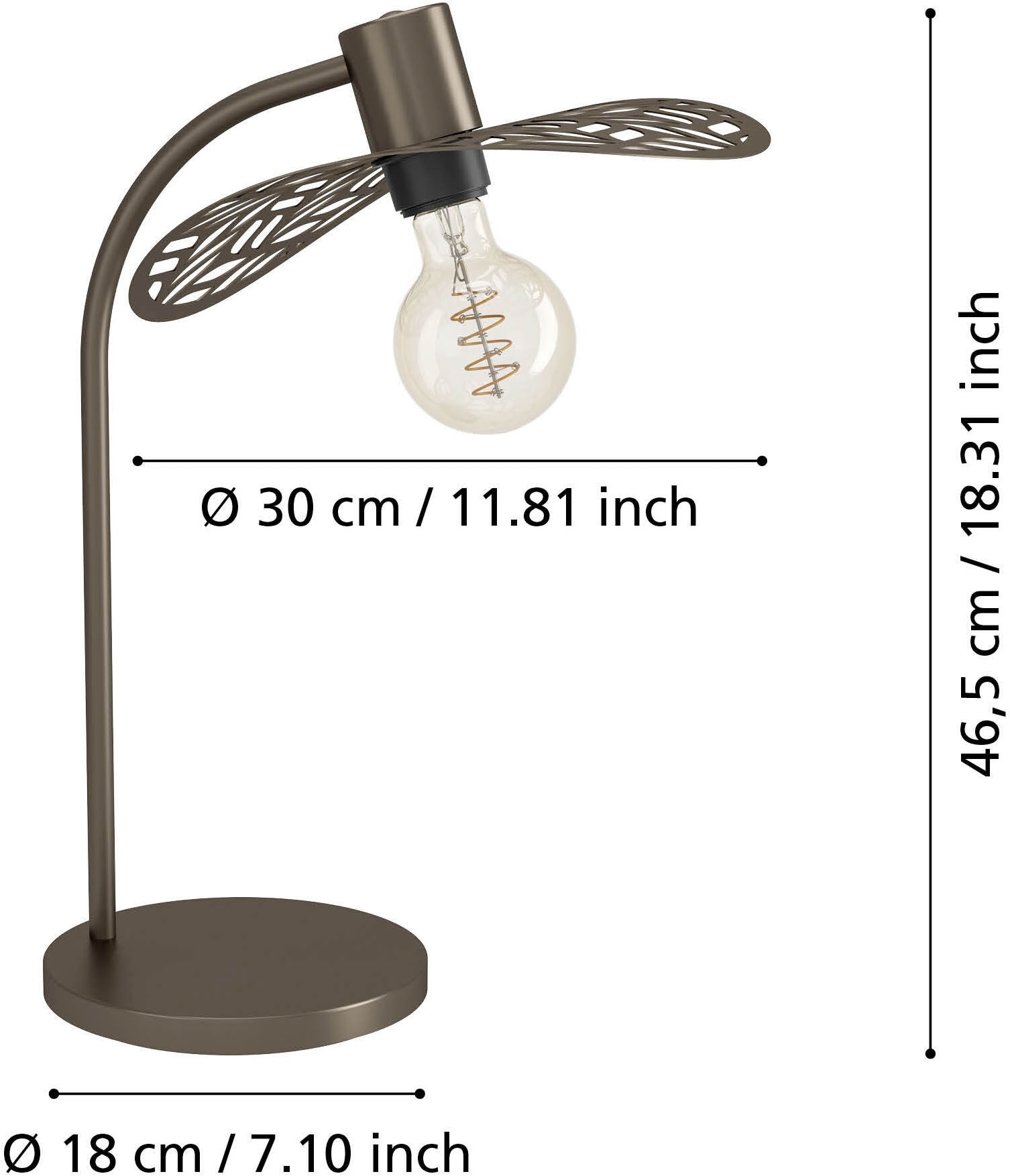 EGLO Tischleuchte »SWABY Tischlampe - Stahl - E27 - 1X60W - IP20« E27 1 Stk. L33,5 x B30 x H46,5 cm, Nachttischlampe, Leselampe, Nachttischleuchte