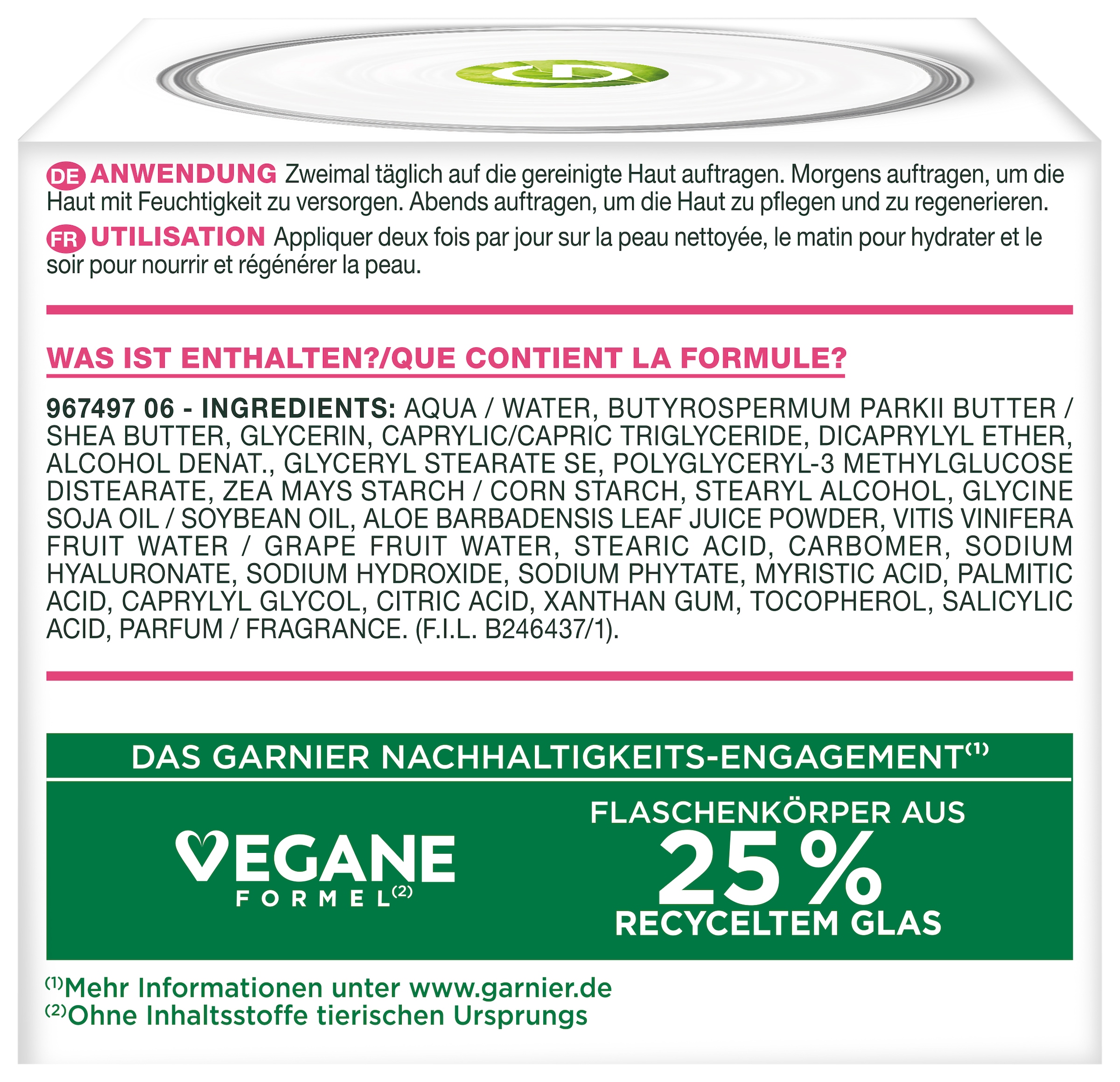 GARNIER Gesichtsemulsion »Garnier Hyaluron Barrier Repair Beruhigende Creme« für empfindliche Haut, feuchtigkeitsspendend, beruhigt