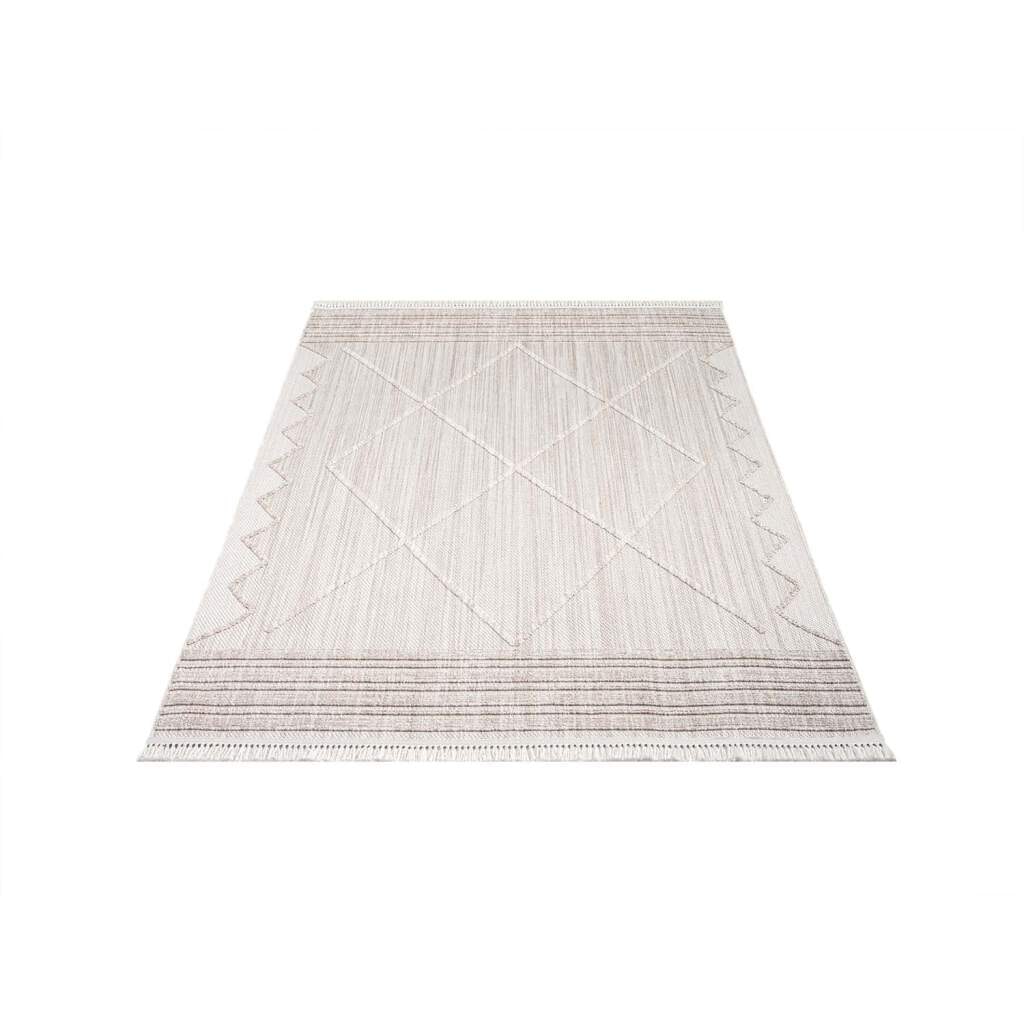 Carpet City Teppich »CLASICO 8931«, rechteckig, 11 mm Höhe, Läufer, Kurzflor, Hochtief-Muster, Boho, Fransen, Wohnzimmer