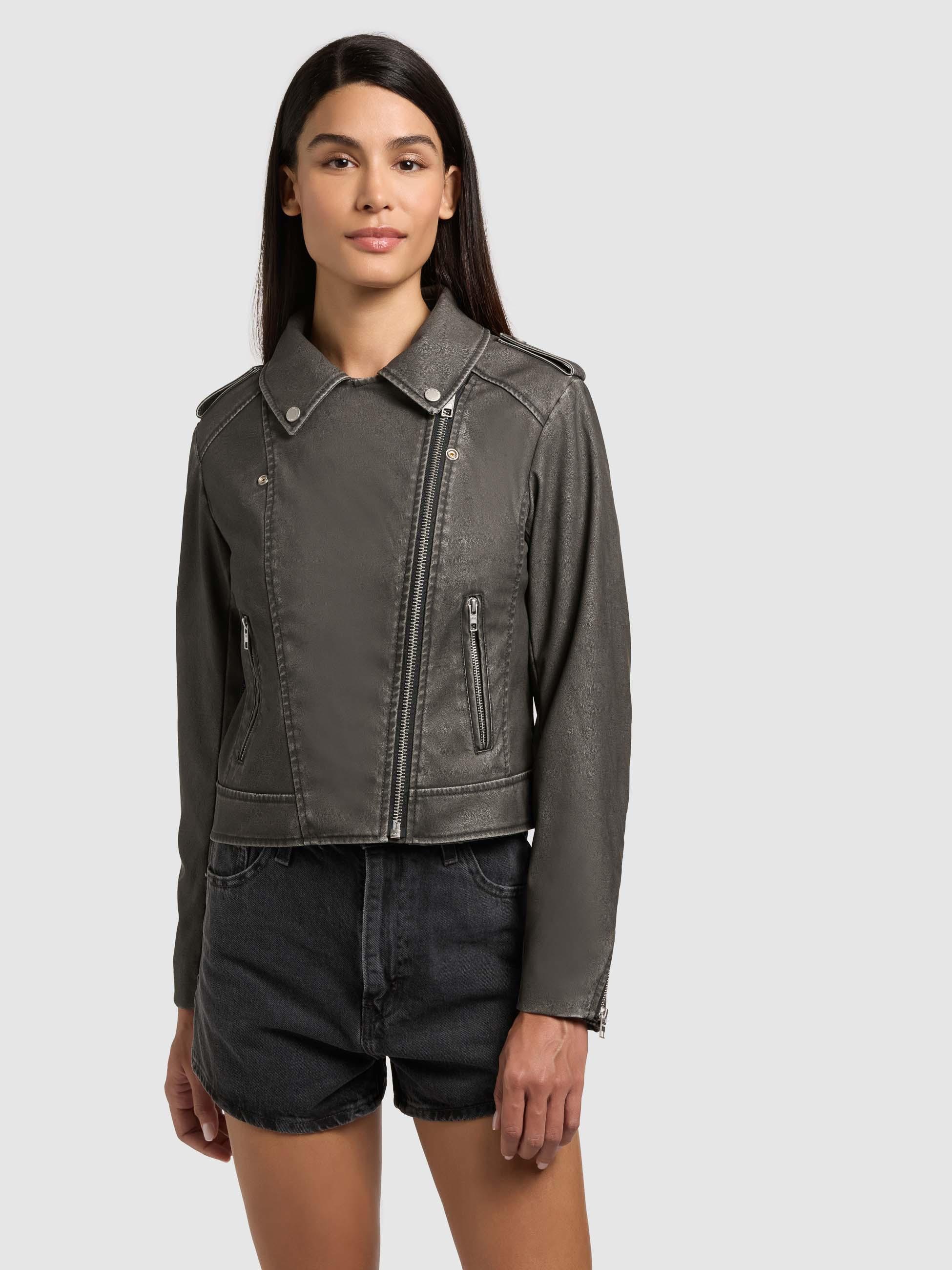 khujo Lederimitatjacke »Lederimitatjacke Yael« mit Kapuze Klassische Kunstlederjacke mit abnehmbarer Kapuze