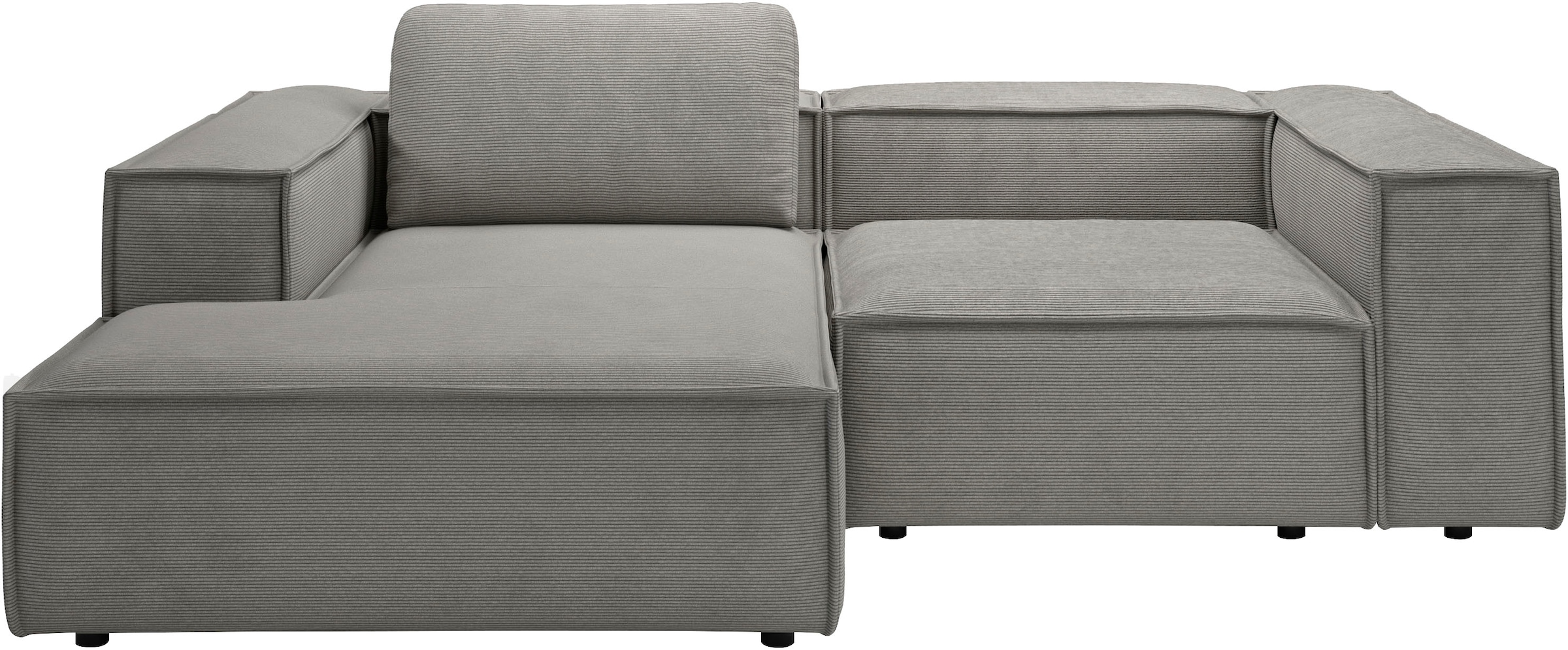 Places of Style Ecksofa »Watertown, kompakte L-Form, 246 cm breite für kleinere Räume«, modernes Ecksofa mit Feincordbezug, platzsparend & bequem