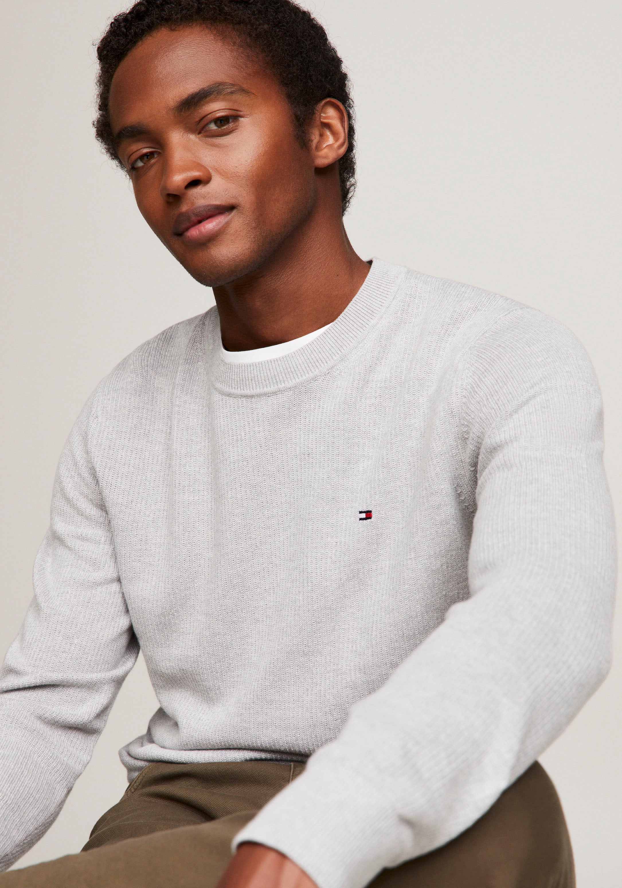 Tommy Hilfiger Longpullover »CHAIN RIDGE STRUCTURE C NECK«, mit Rundhalsausschnitt