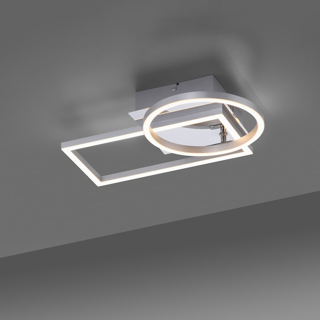 my home LED Deckenleuchte »Jorvin«, 2 flammig-flammig, Moderne Deckenlampe stahl L37 x 26 cm, schwenkbar, flache Bauform
