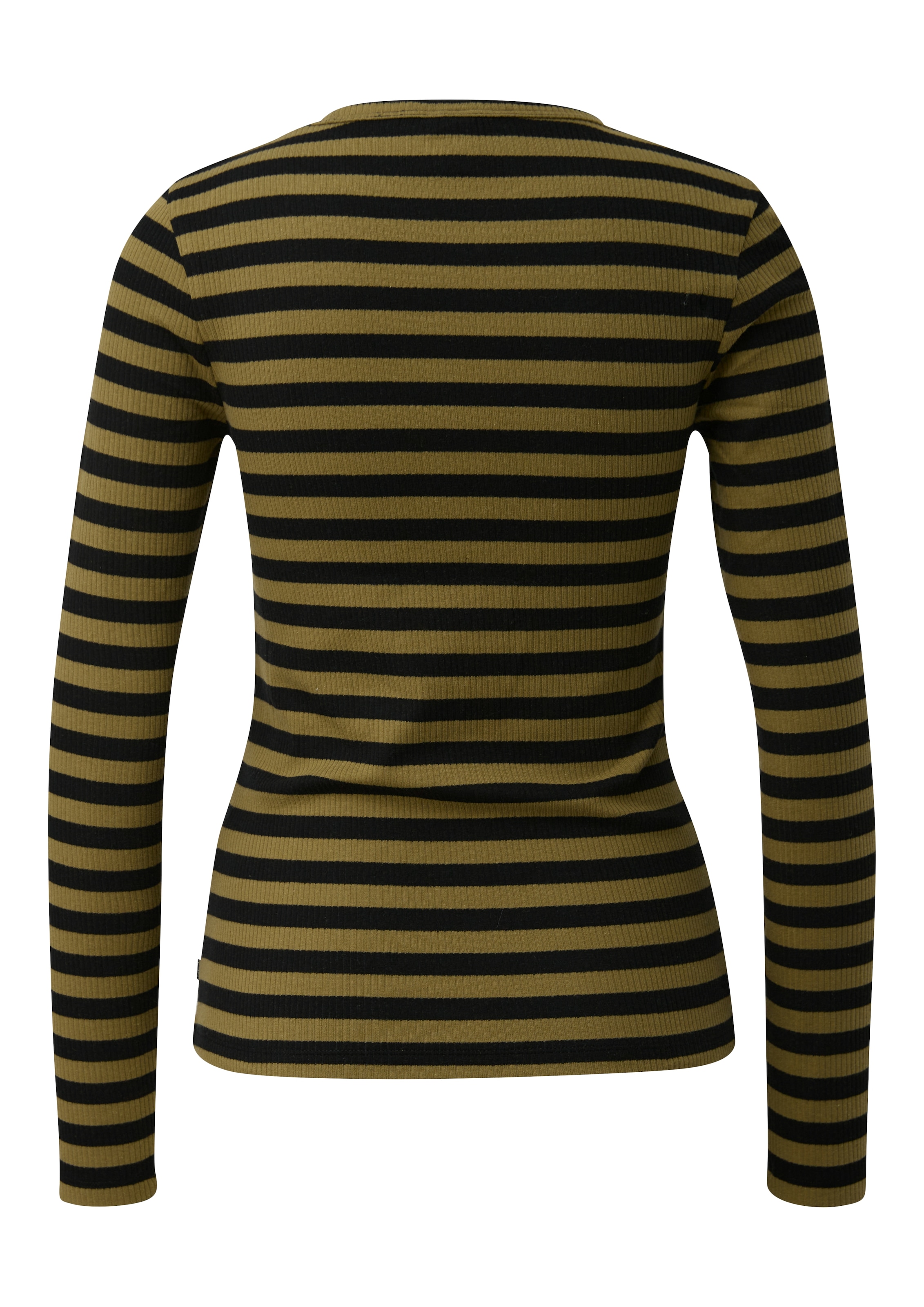 QS Langarmshirt Sommershirt, geringelt, Ripp-Ware