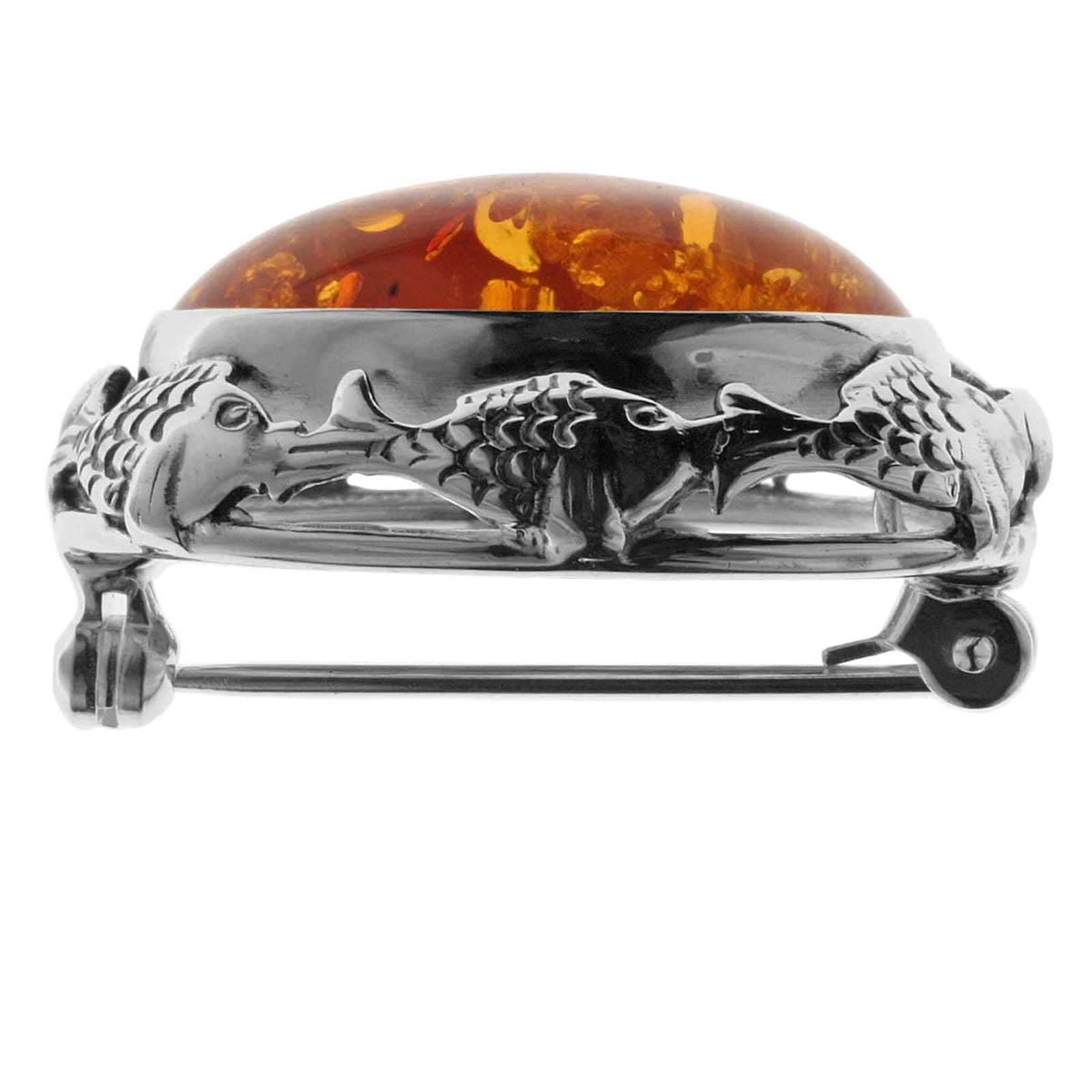 OSTSEE-SCHMUCK Brosche »- Fischland 31x25 mm - Silber 925/000 - Bernstein«