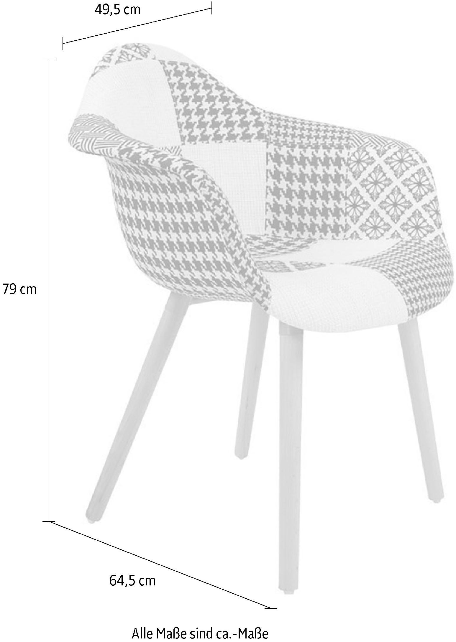 Kayoom Polsterstuhl »Stuhl Dave 110 2er-Set Multi, bequemer Stuhl mit Patchwork-Muster«, (Set), 2 St., stilvoll, elegant, elegante Naturholzbeine, attraktive Farbkombination