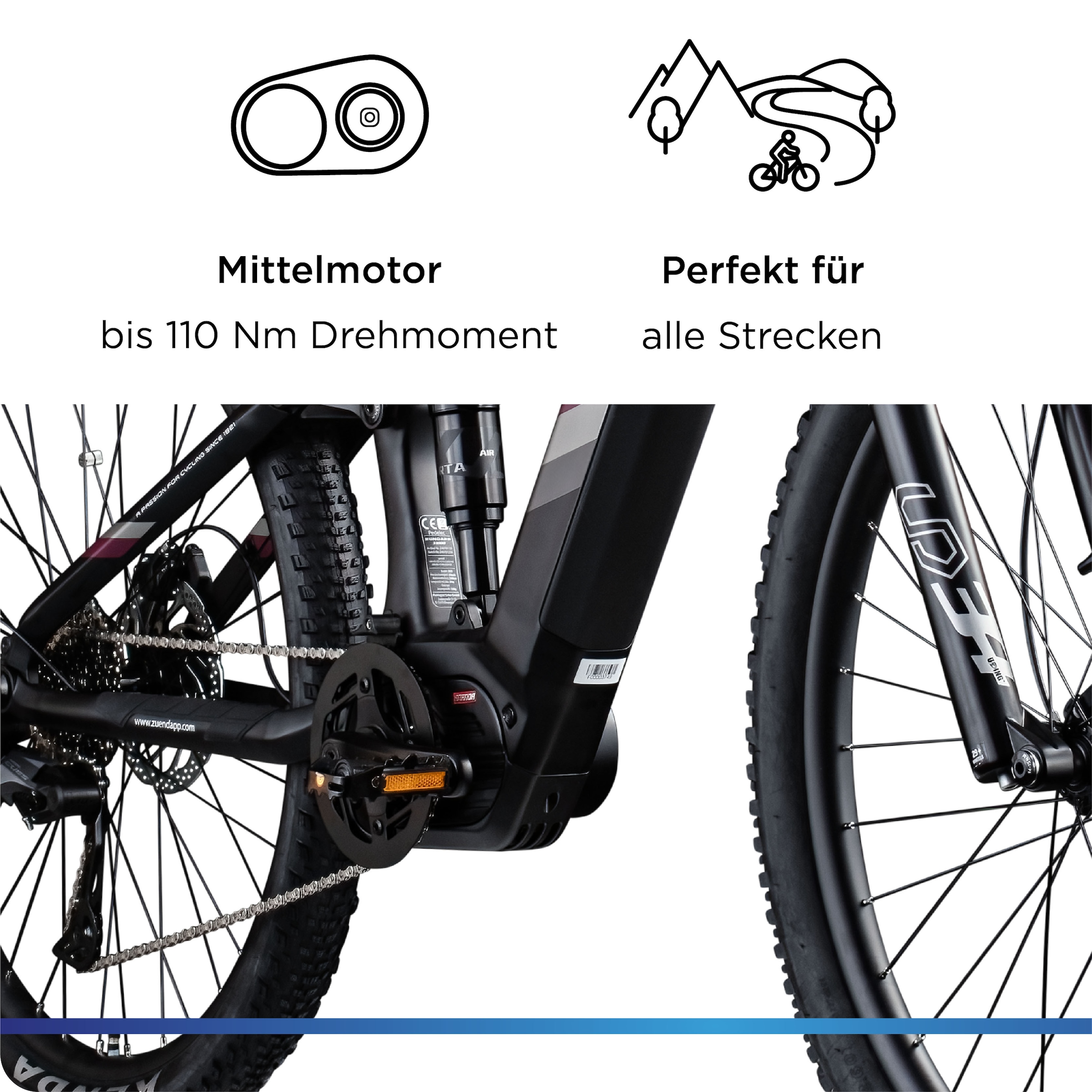 Zündapp »X1000« 10 Gang Shimano Cues U62020 SGS Schaltwerk Kettenschaltung Mittelmotor 250 W E Bike Mountainbike Fully 29 Zoll 10 Gänge Pedelec Damen Herren 730 Wh