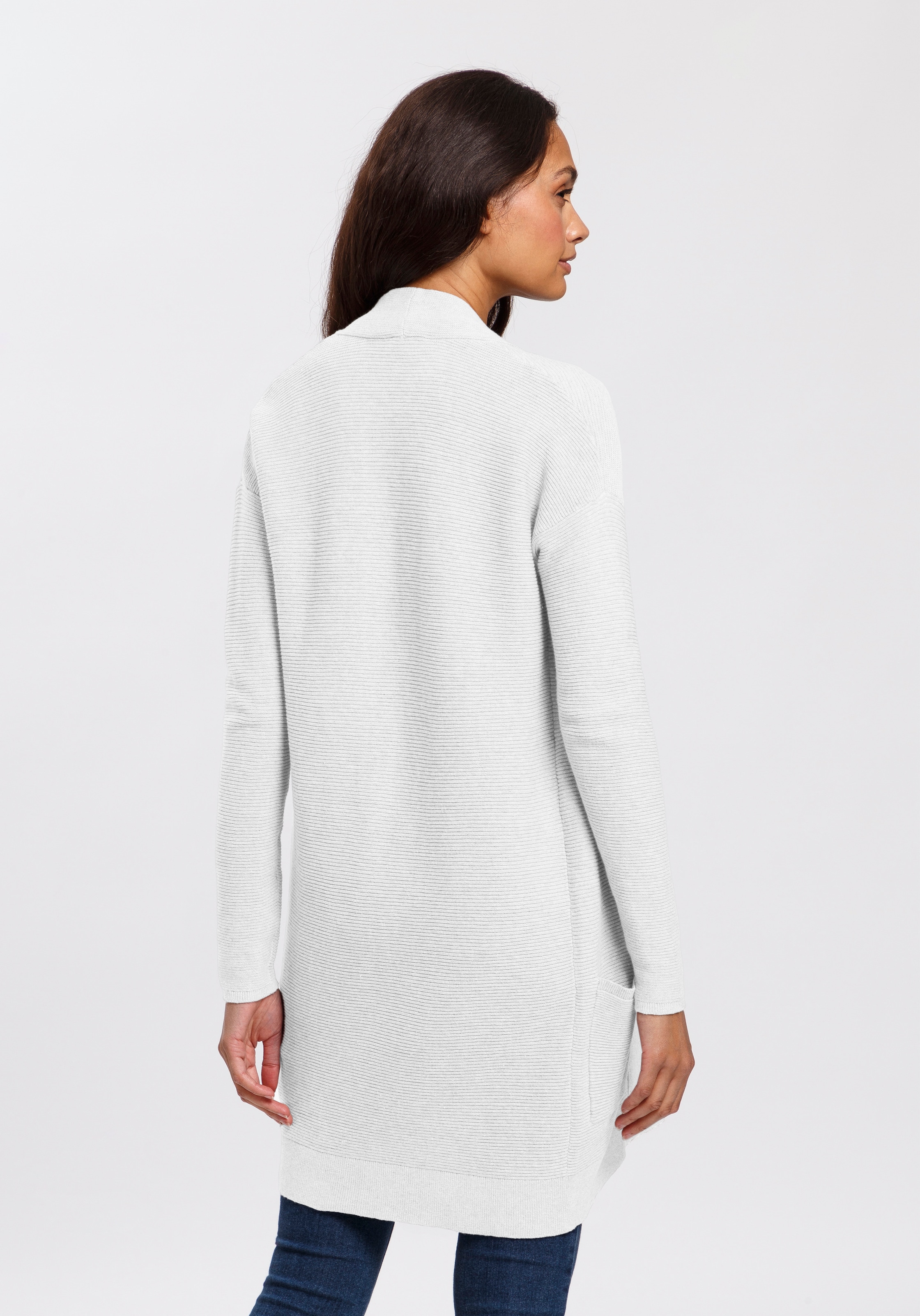 TOM TAILOR Longstrickjacke aus Rippstrick mit aufgesetzten Taschen