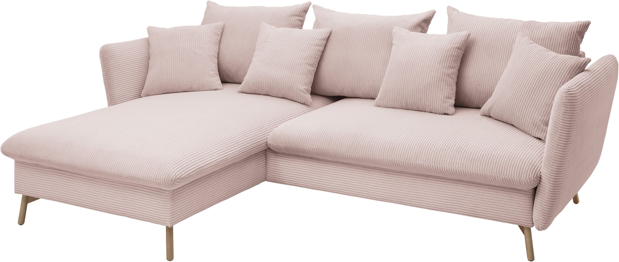 andas Ecksofa »MERLE, 258 cm, L-Form, traumhafter Cord,«, mit Bettfunktion und Bettkasten, Liegefläche 224 x 139