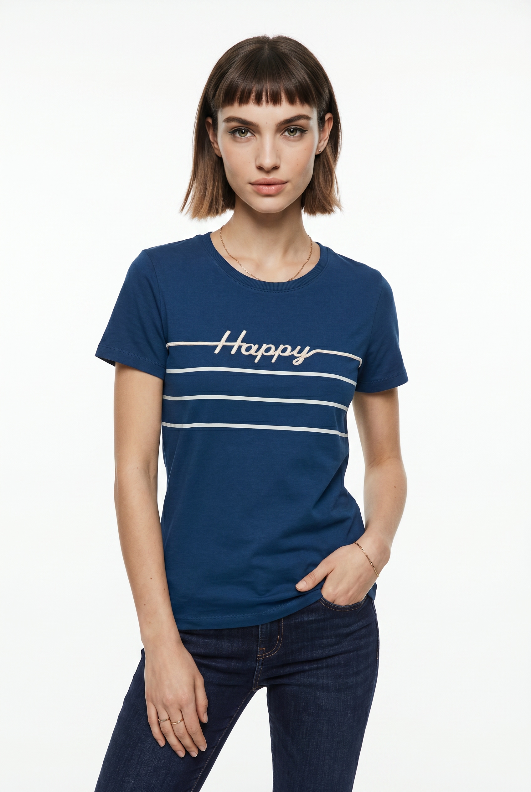 Vero Moda Kurzarmshirt »VMLINE SS TOP BOX JRS« Baumwolle, regular fit