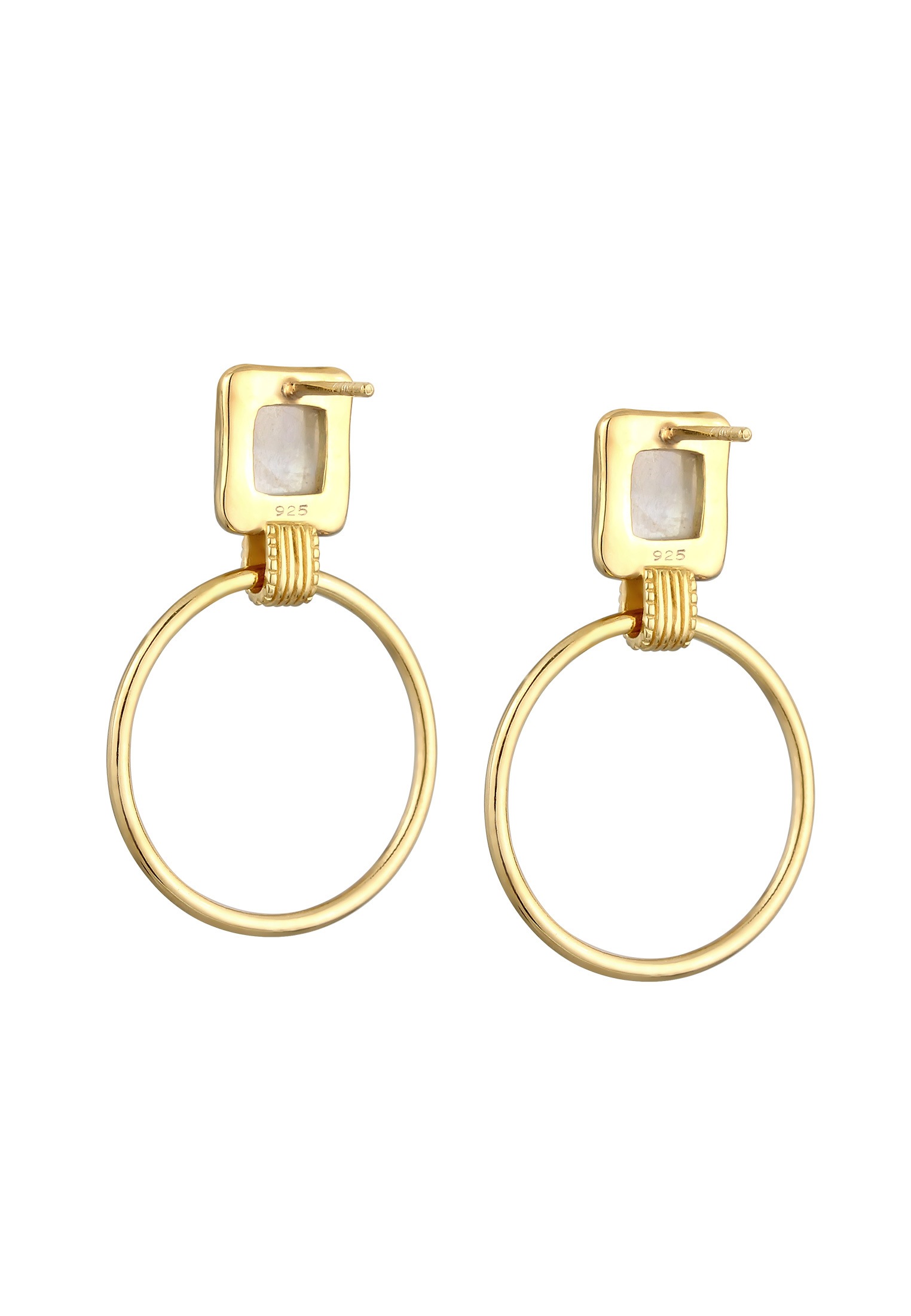 Elli Premium Paar Ohrstecker »Ohrringe Kreis Mondstein Vintage Geo 925 Silber«