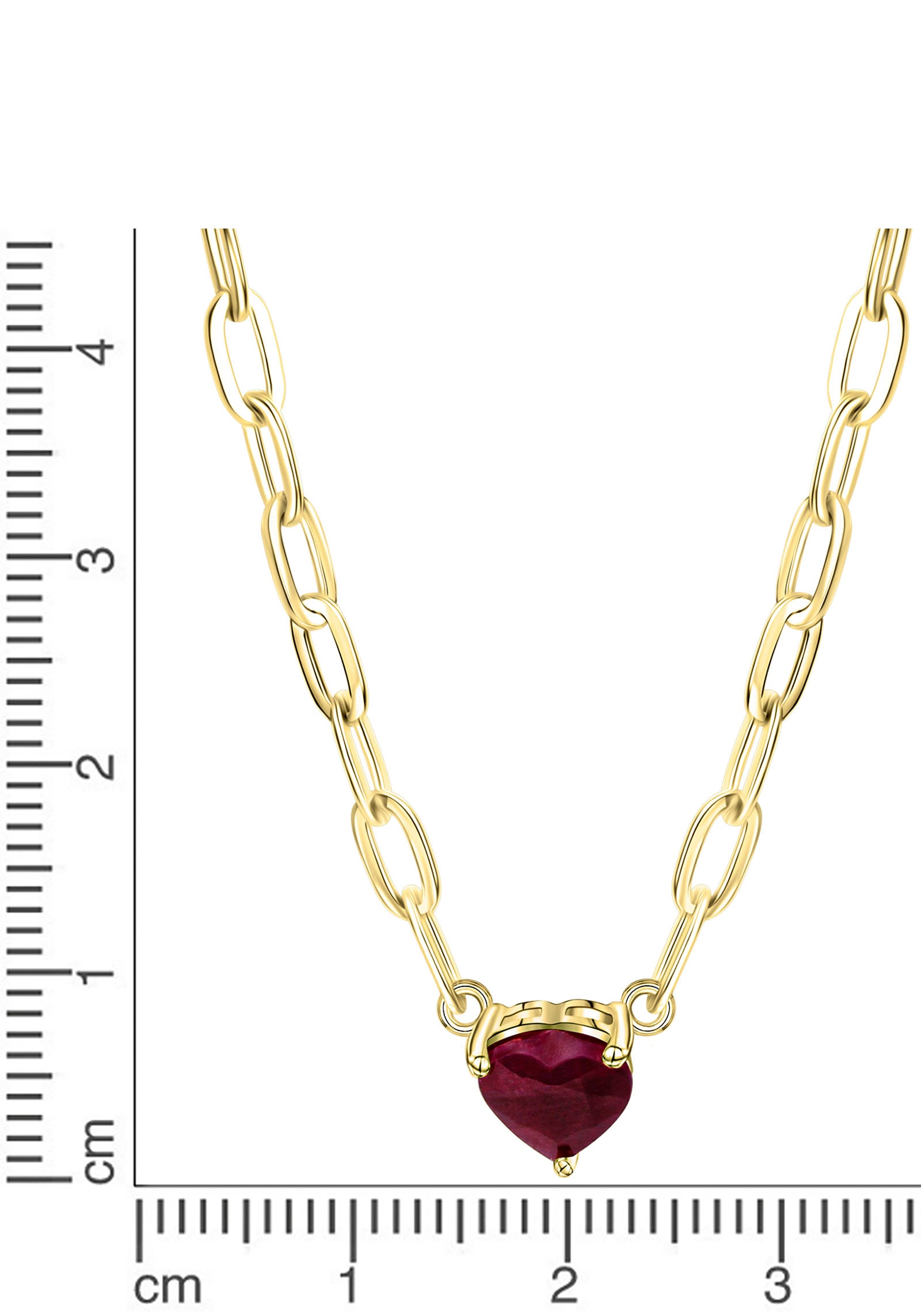 Firetti Kette mit Anhänger »Schmuck Geschenk Silber 925 Halsschmuck Halskette Ankerkette Herz« mit Rubin