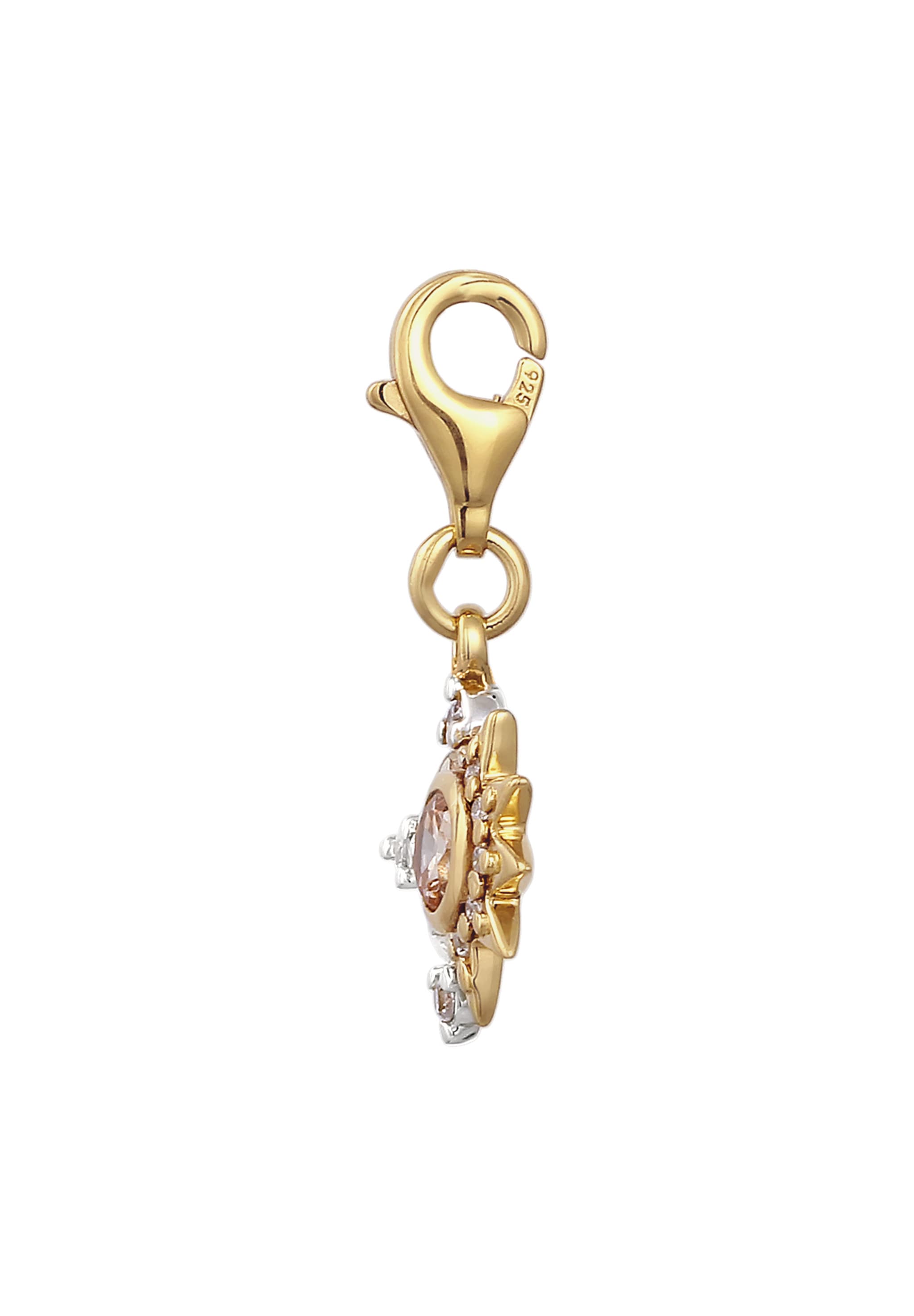 Elli Charm-Einhänger »Charm Sonne Mond Zirkonia Weiß 925 Sterling Silber vergoldet«