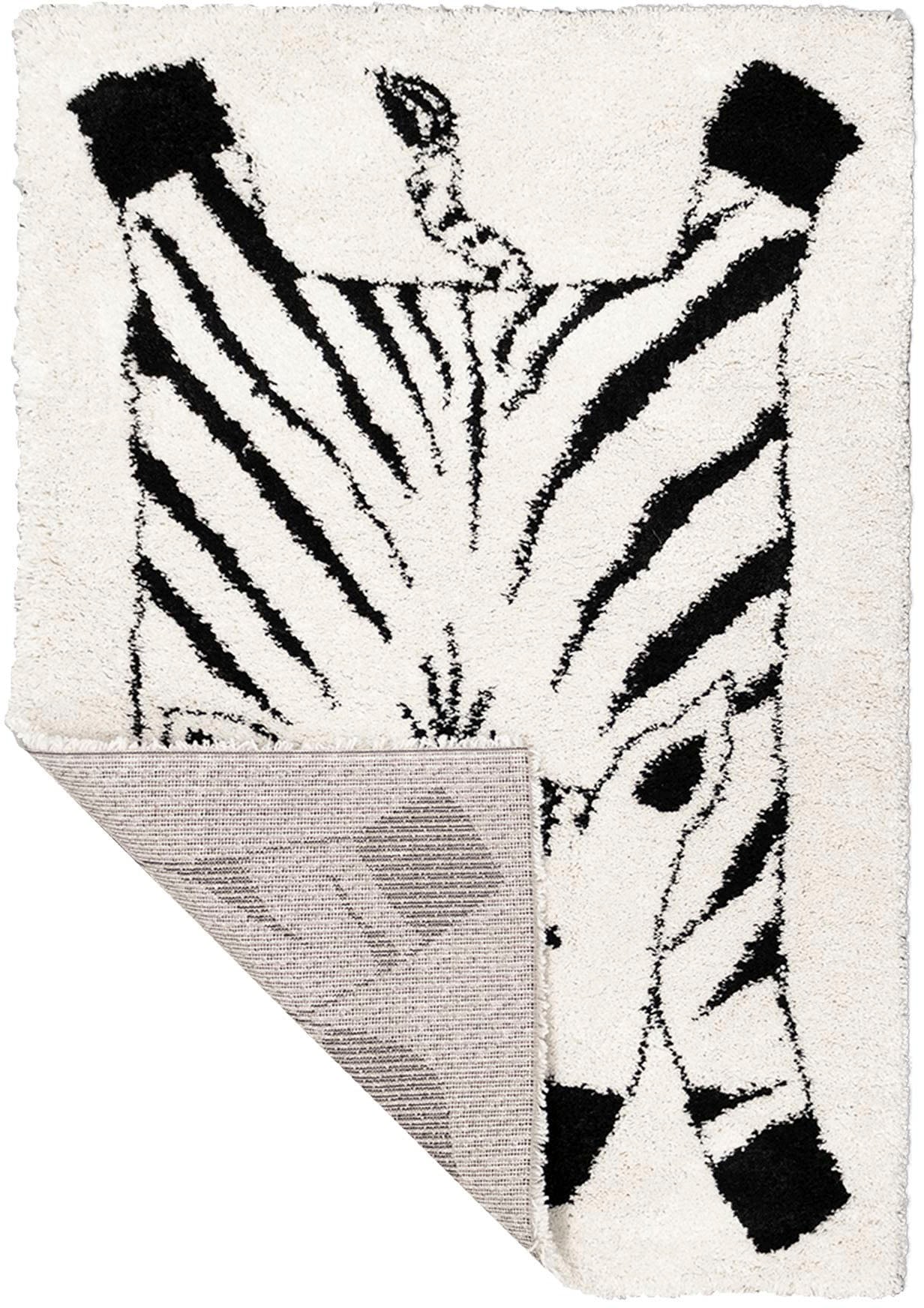 Primaflor-Ideen in Textil Kinderteppich »NOMAD - Zebra«, rechteckig, 35 mm Höhe, Hochflor, Motiv Zebra, weich & kuschelig, Kinderzimmer