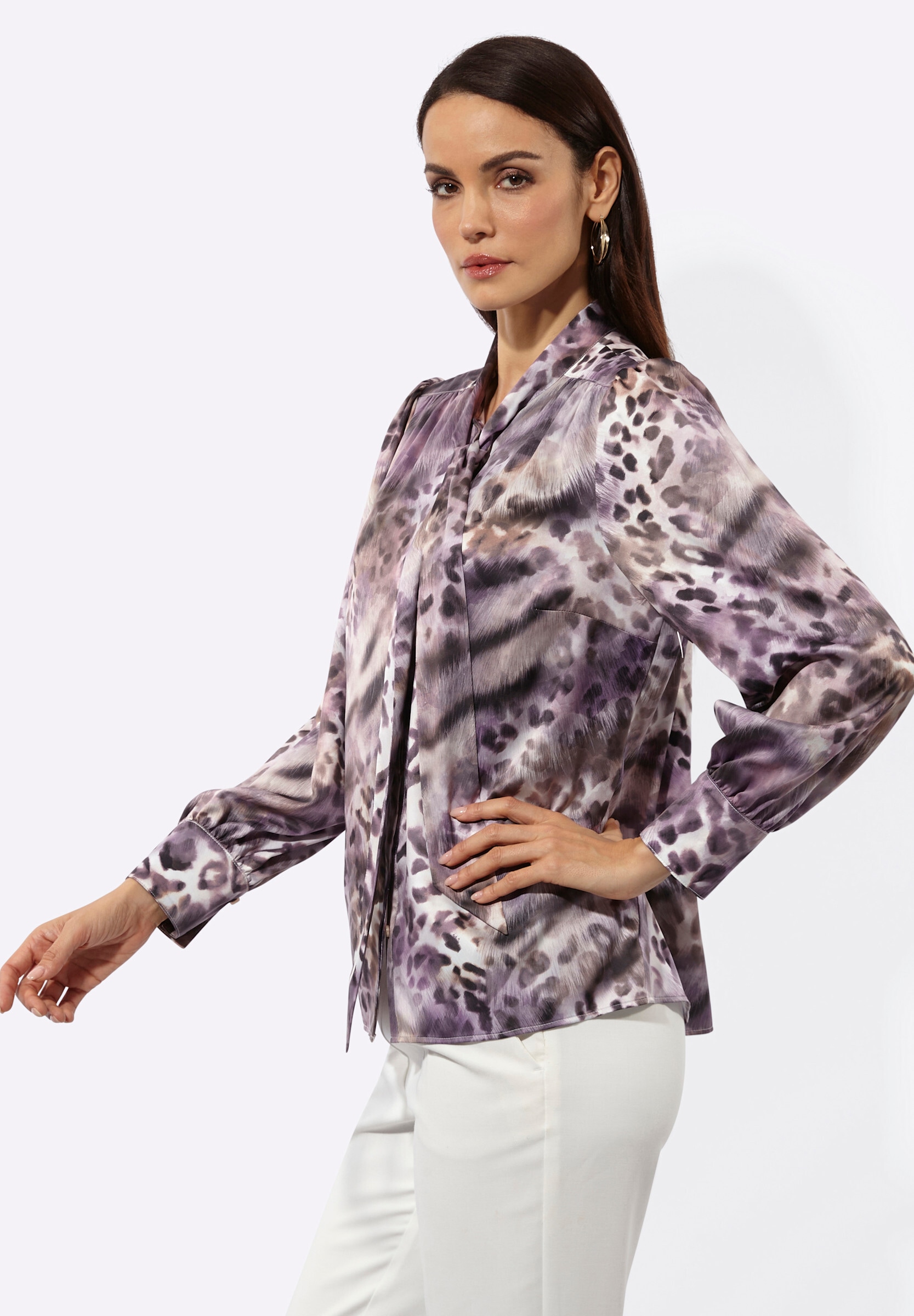 creation L Klassische Bluse »Satin-Bluse Schluppenbluse mit verdeckter Knopfleiste«