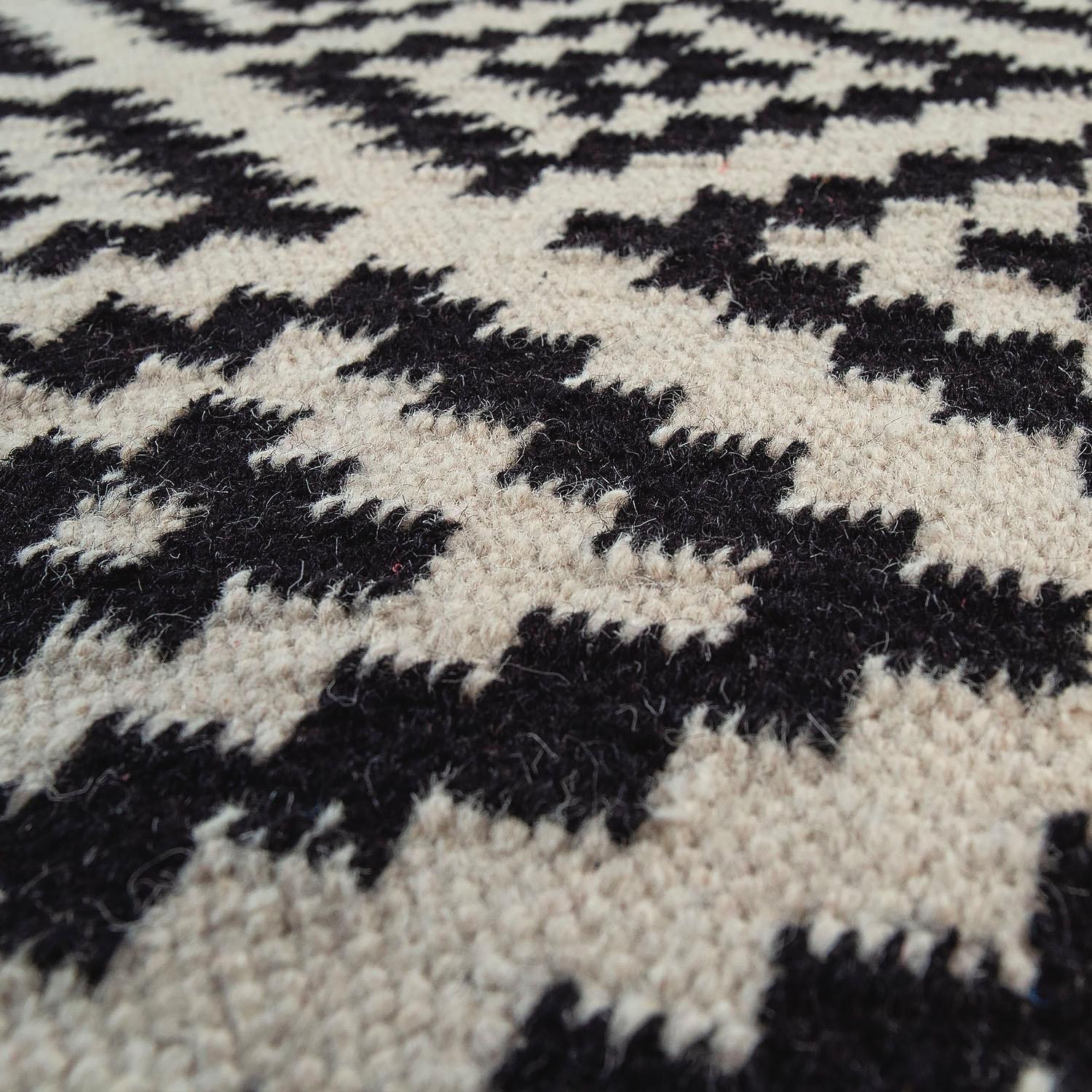 Paco Home Wollteppich »Kenitra 500«, rechteckig, 12 mm Höhe, Flachgewebe, reine Wolle, handgewebt, Rauten Design, mit Fransen