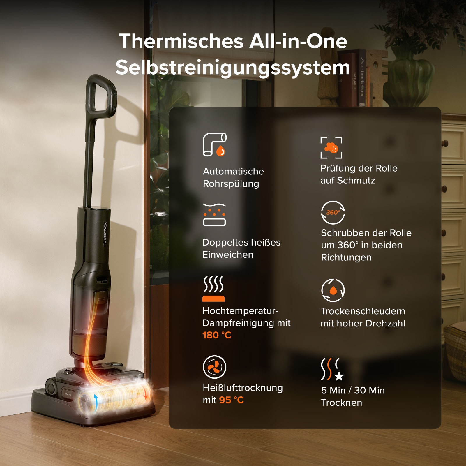 Roborock Nass-Trocken-Sauger »F25 Steam-Kit, 25.000 Pa Saugkraft, Dampfreiniger« vier Reinigungsmodi, Lay-Flat-Reinigung, Selbstreinigung und Trocknung