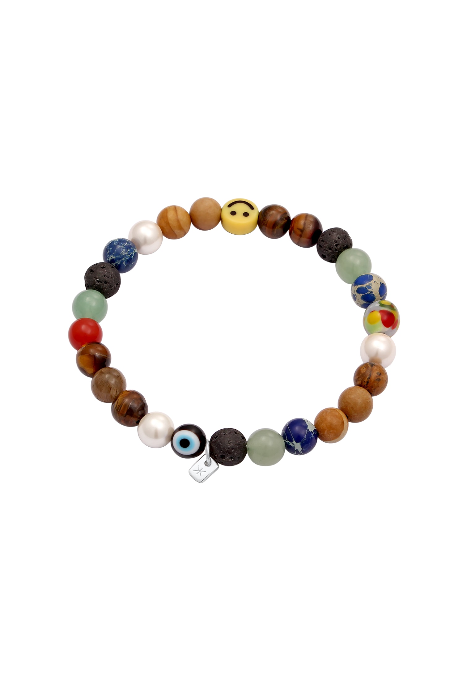 Kuzzoi Armkette »Armband Smiling Face Evil Eye Bead Glas Achat 925 Sterling Silber«