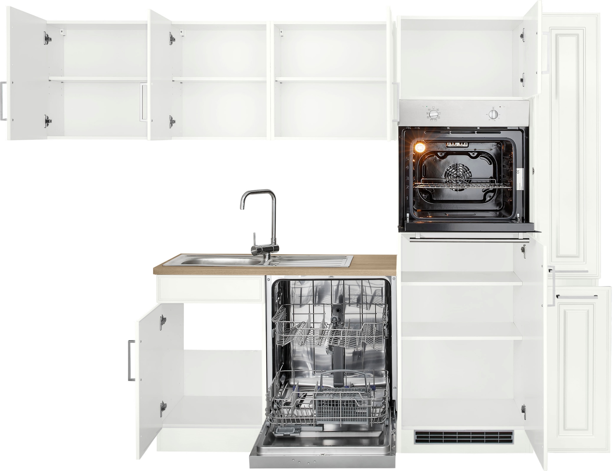 KOCHSTATION Winkelküche »KS-Stockholm«, Stellbreite 260/170 cm, mit E-Geräten, MDF Frontenl