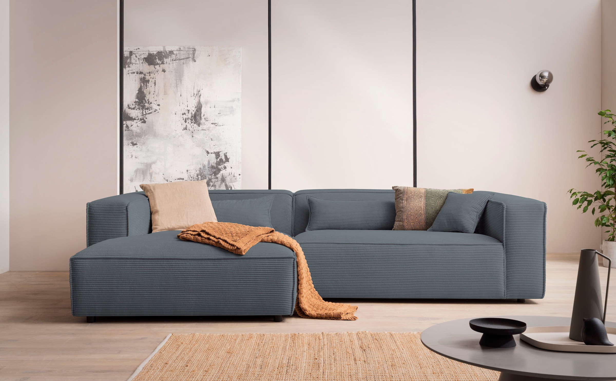LeGer Home by Lena Gercke Ecksofa »PIARA XXL Cord, Big-Sofa, L-Form« wahlweise Ottomane rechts/links, Kedernaht, extra tiefe Sitzfläche