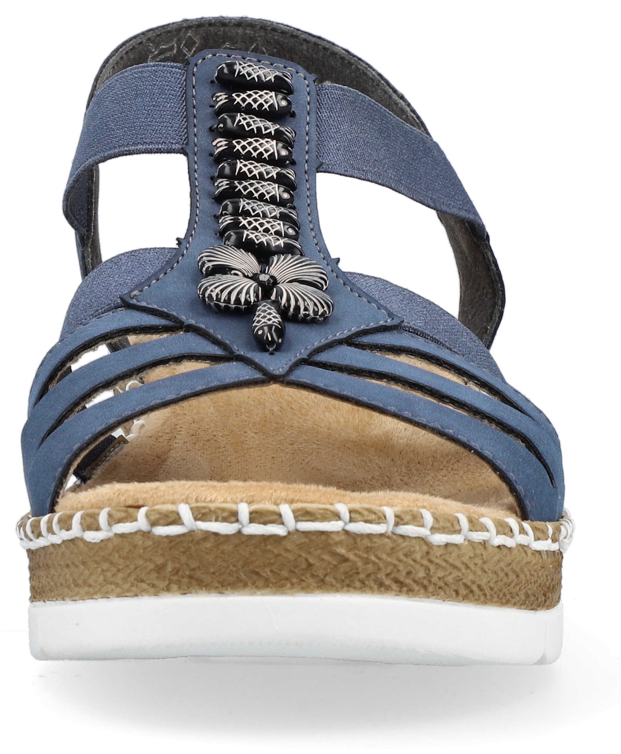 Rieker Riemchensandale, Sommerschuh, Sandalette, Keilabsatz, mit modischen Schmuckelementen