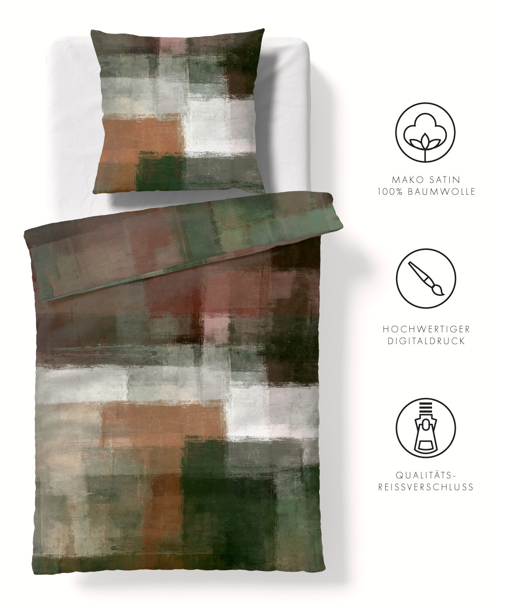 fleuresse Bettwäsche »Bed Art S«, Mako Satin 100% Baumwolle mit Reißverschluss