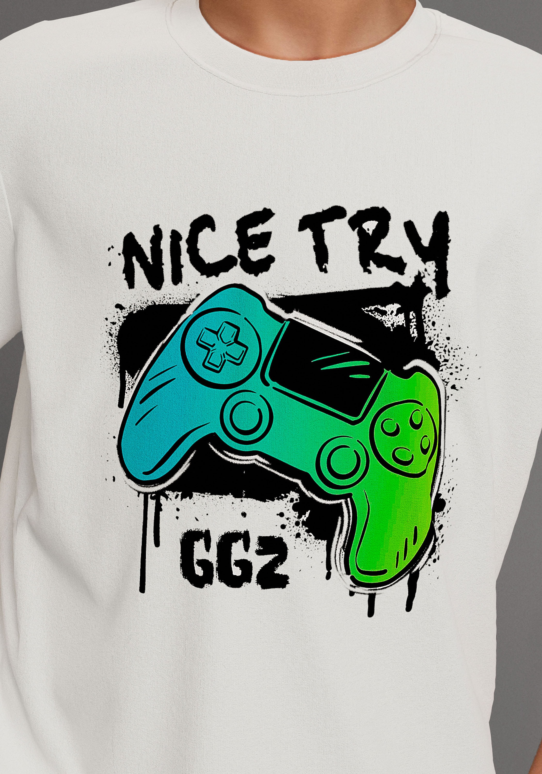 KIDSWORLD T-Shirt »Gamer-Druck: NICE TRY« , cooler Gamer-Print