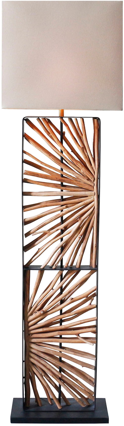 SalesFever Stehlampe »Treibholz« E27 1 Stk. Schirm innen goldfarben