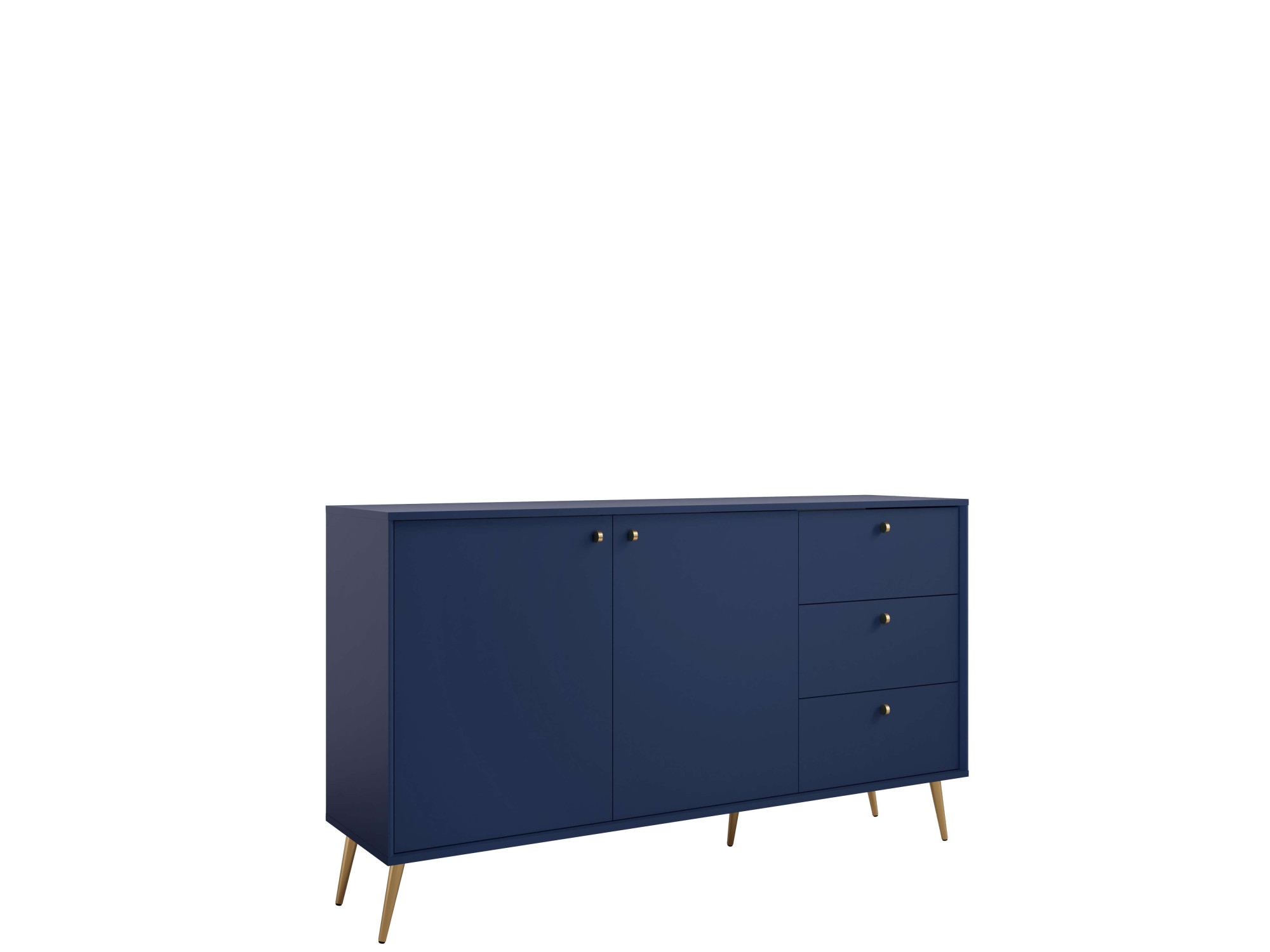 Home affaire Kommode »ROMILDA Sideboard mit 3 Schubladen und 2 Türen, B/T/H: 156/40,5/89 cm« Kommode mit goldenen Griffen auf goldenen Füßen, viel Stauraum