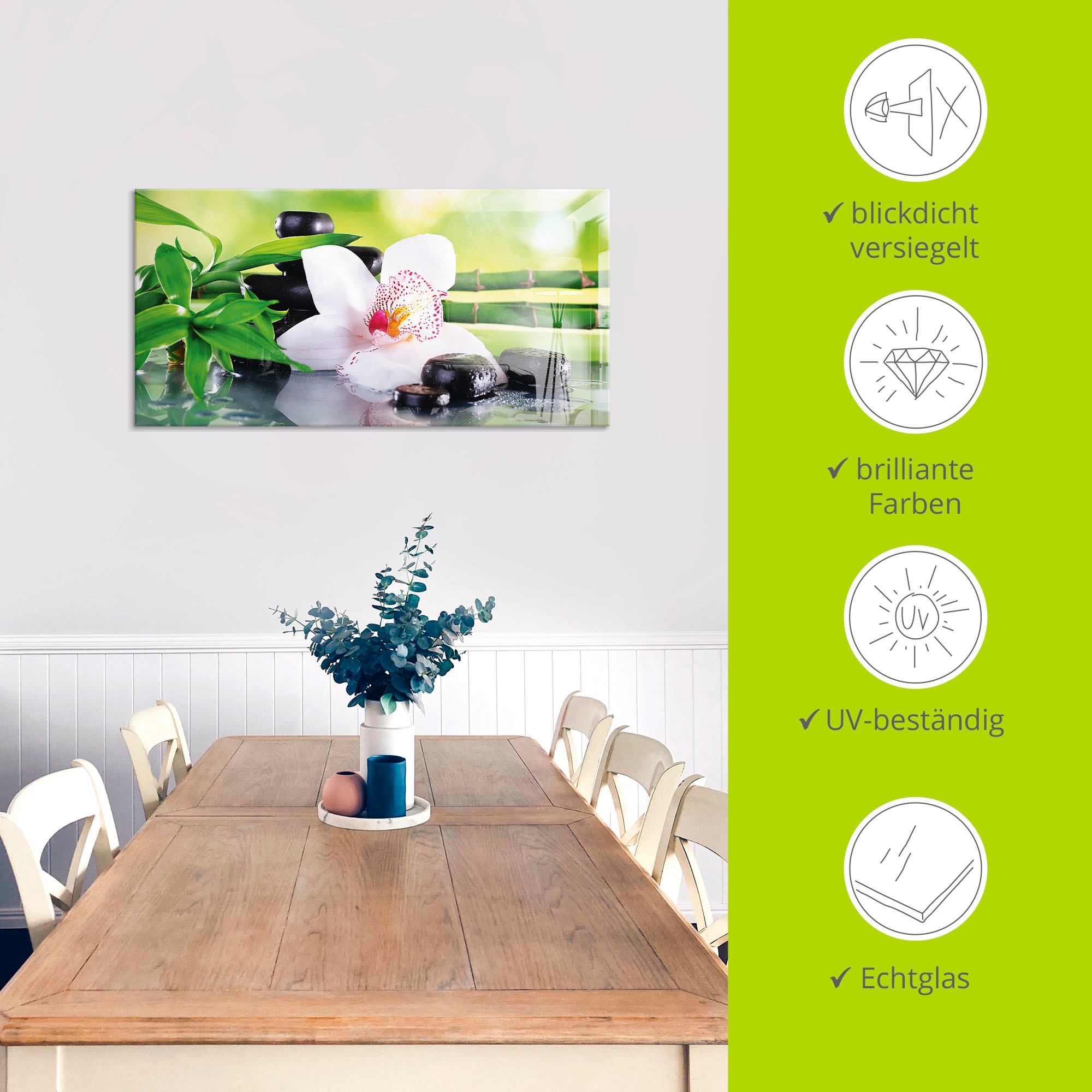 Artland Glasbild »Spa Steine Bambus Zweige Orchidee« Zen 1 Stk. tlg. in verschiedenen Größen