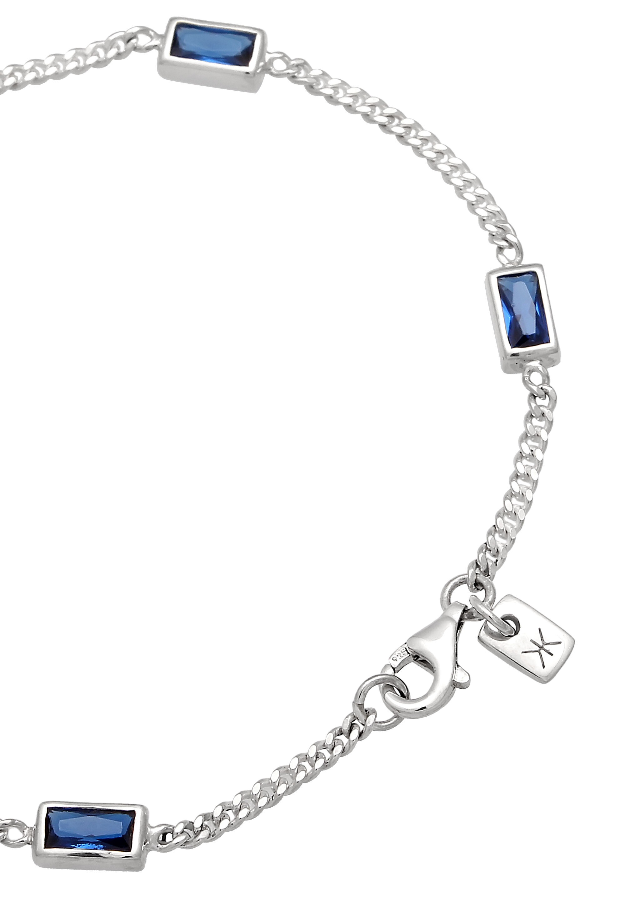 Kuzzoi Armkette »Armband Saphir Synthetisch Blau 925 Sterling Silber«