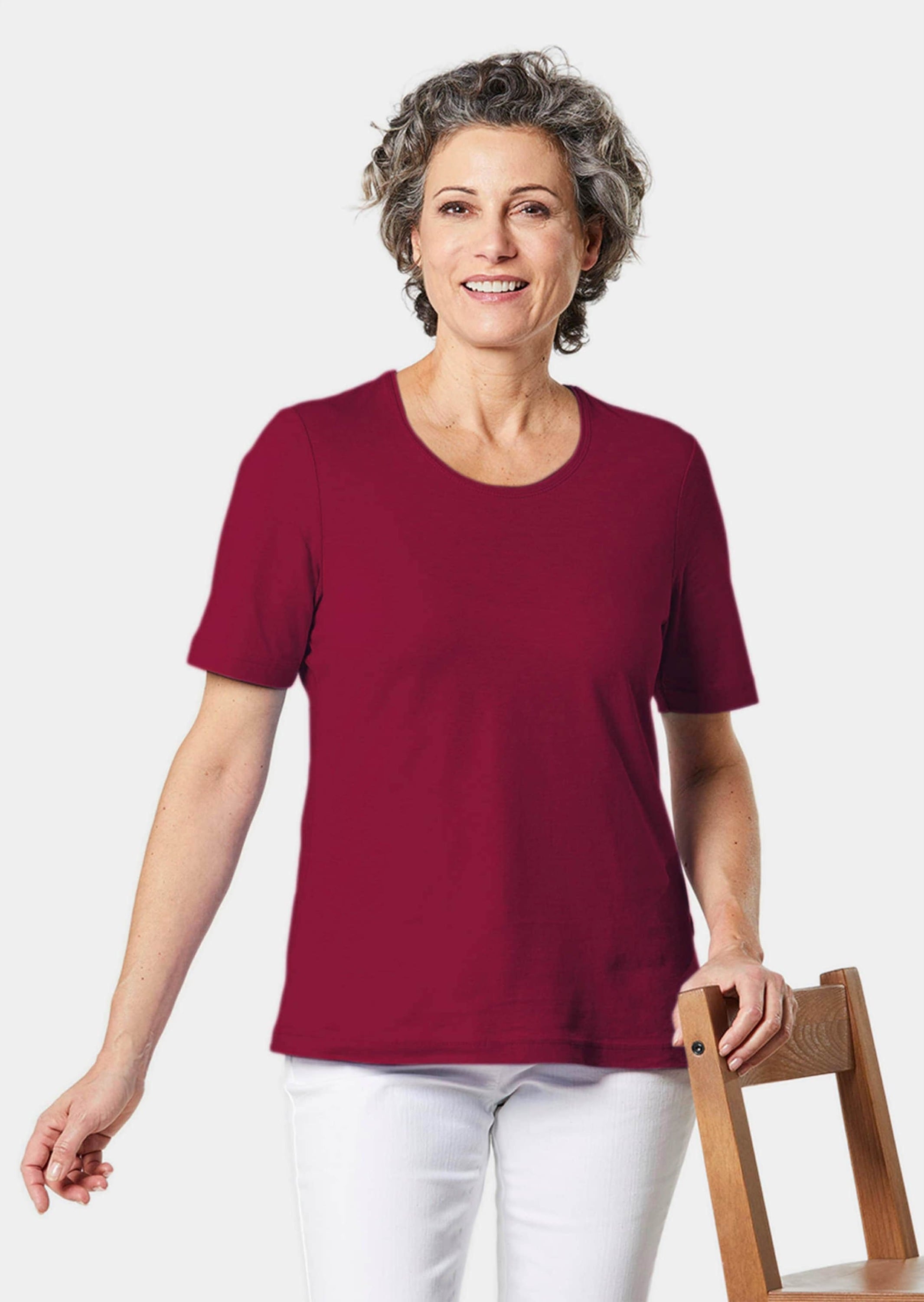 GOLDNER Langarm-Poloshirt »Kurzgröße Basic T-Shirt aus reiner Baumwolle«