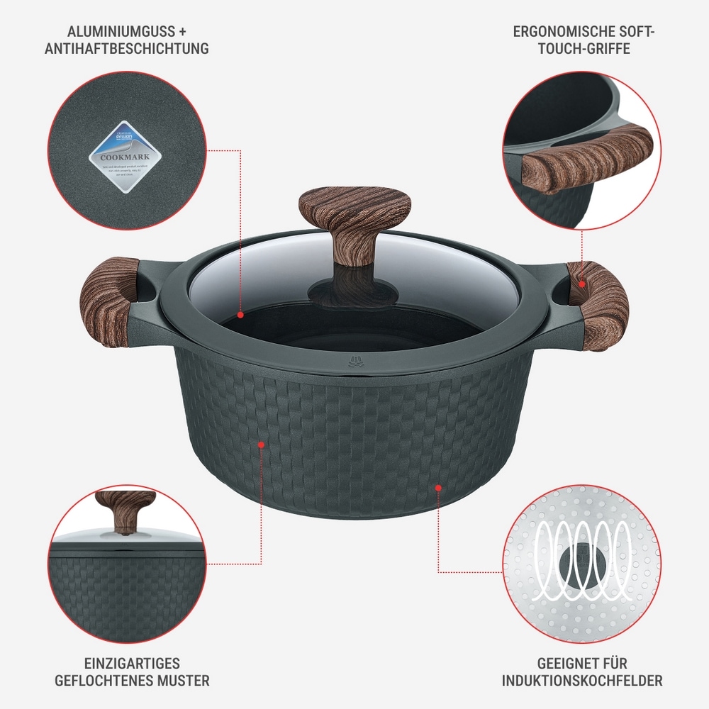 RESTO Kitchenware Bratentopf »Ran, Kochtopf antihaftbeschichtet und spülmaschinenfest« 2 Stk. tlg. Aluminiumguss