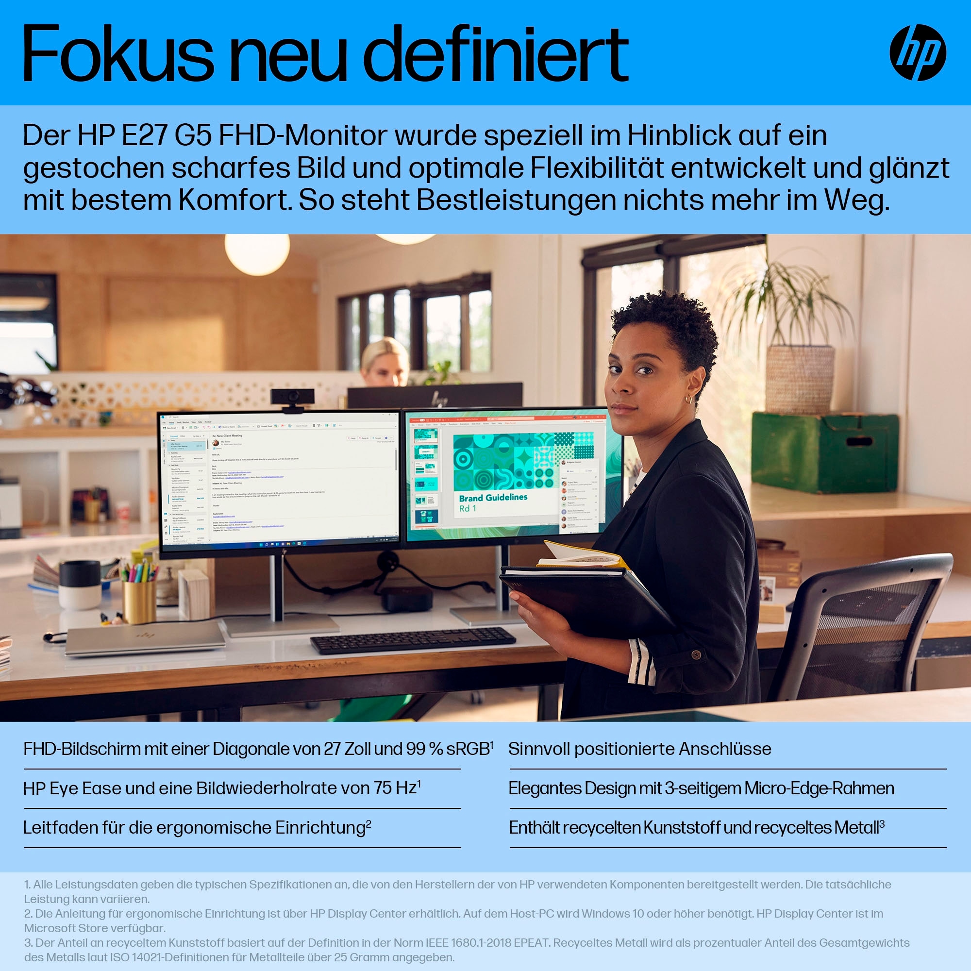 HP LED-Monitor »E27 G5 FHD Monitor«, 68,6 cm/27 Zoll, 1920 x 1080 px, Full HD, 5 ms Reaktionszeit, 75 Hz
