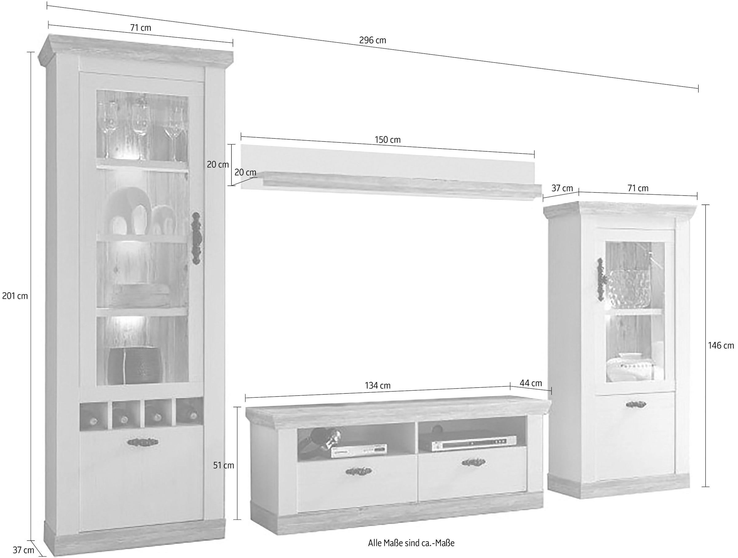 Home affaire Wohnwand »Florenz«, (Set, 4 St.), im romatischen Landhauslook