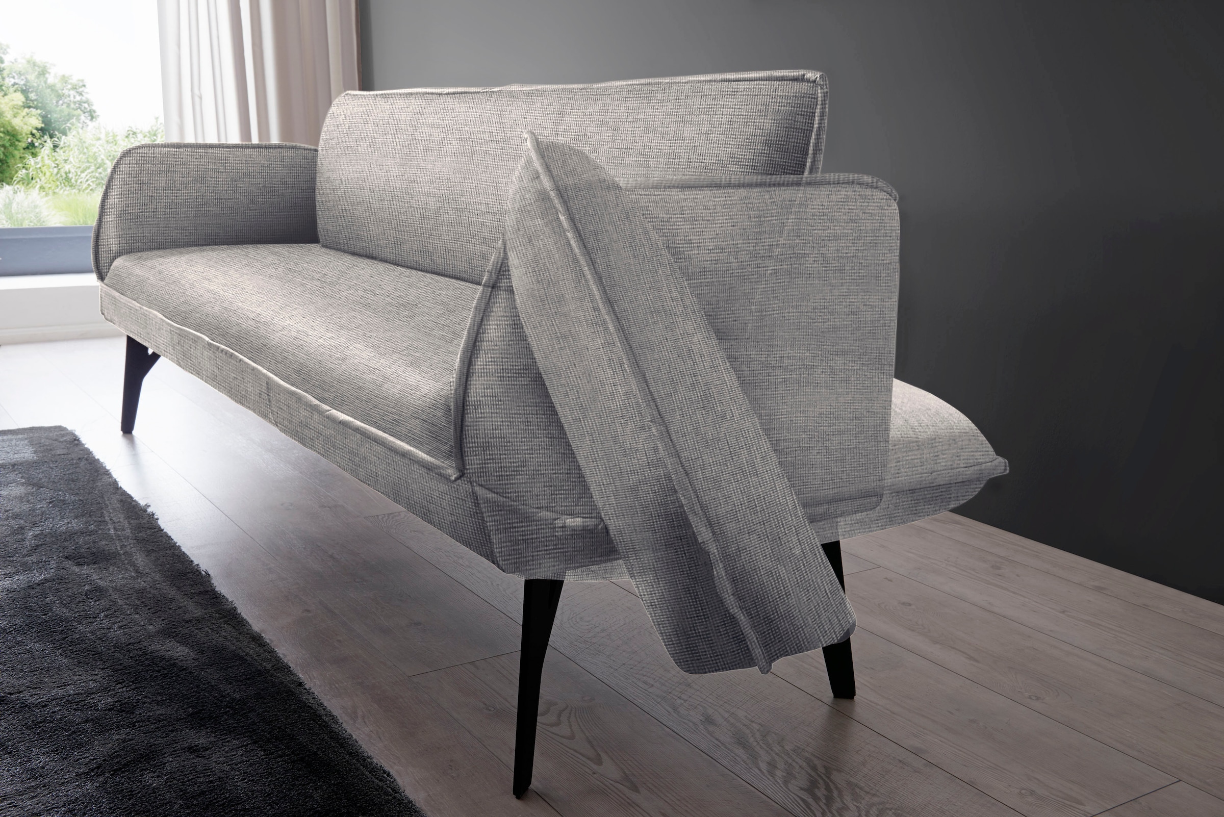 K+W Komfort & Wohnen, Essbank »Drive Polsterbank« mit Seitenteilverstellung, wahlweise in 218 oder 238 cm Breite, lightgrey 85, Cloud: Nappaleder 